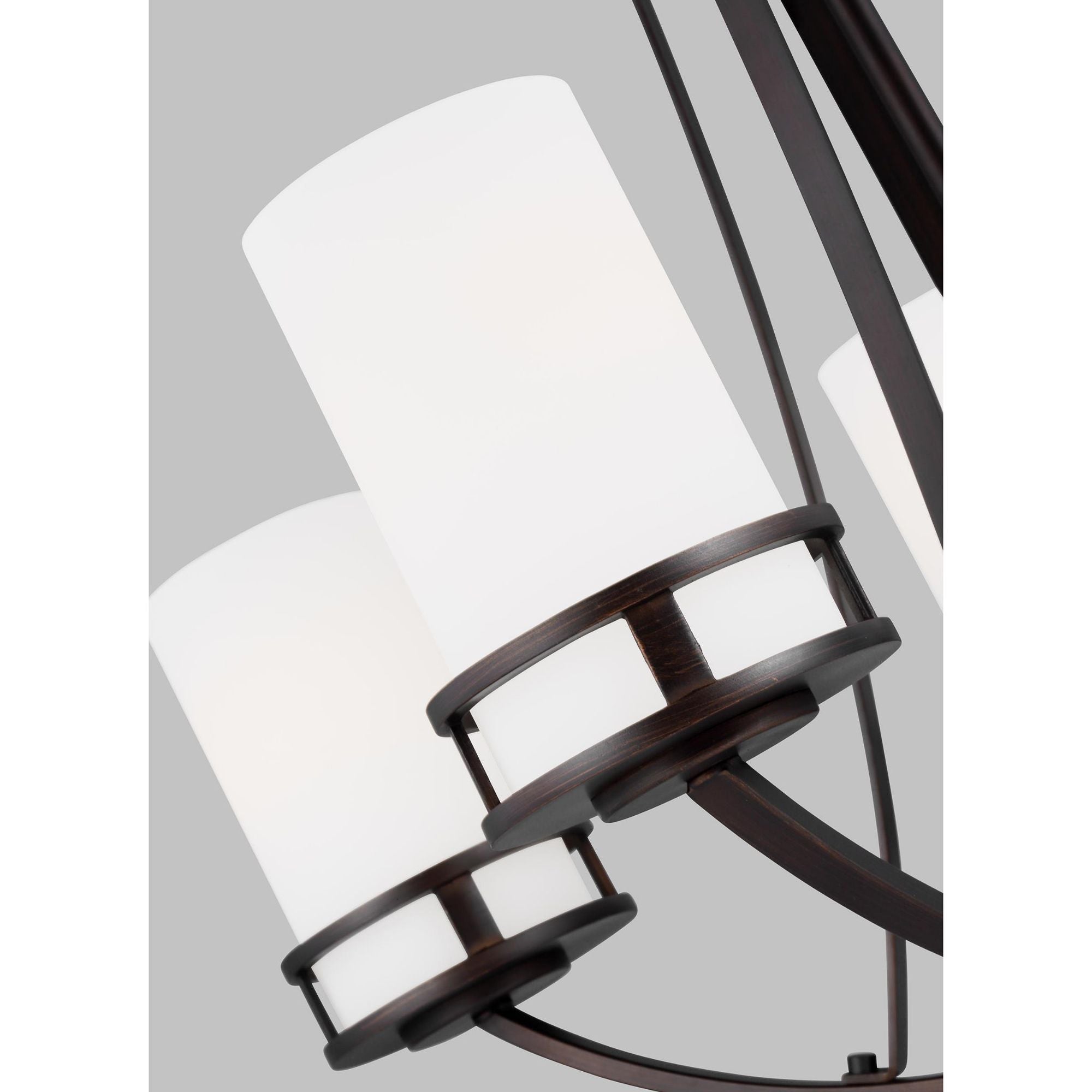 Robie Five Light Chandelier LED Transitional 23.375" Height Steel Round Etched / White Inside Shade in Bronze