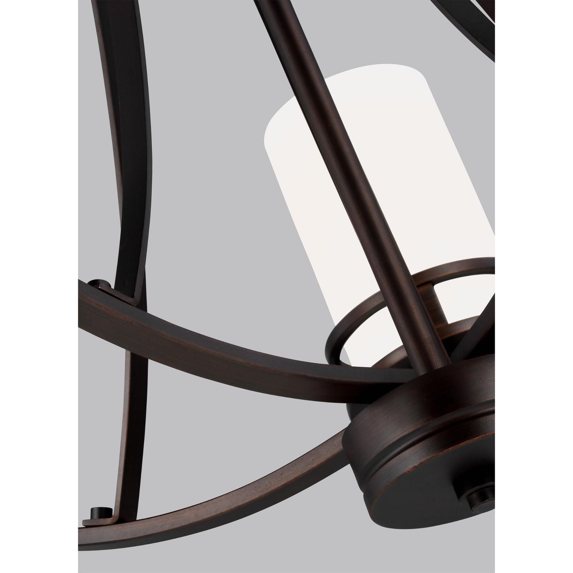 Robie Five Light Chandelier LED Transitional 23.375" Height Steel Round Etched / White Inside Shade in Bronze