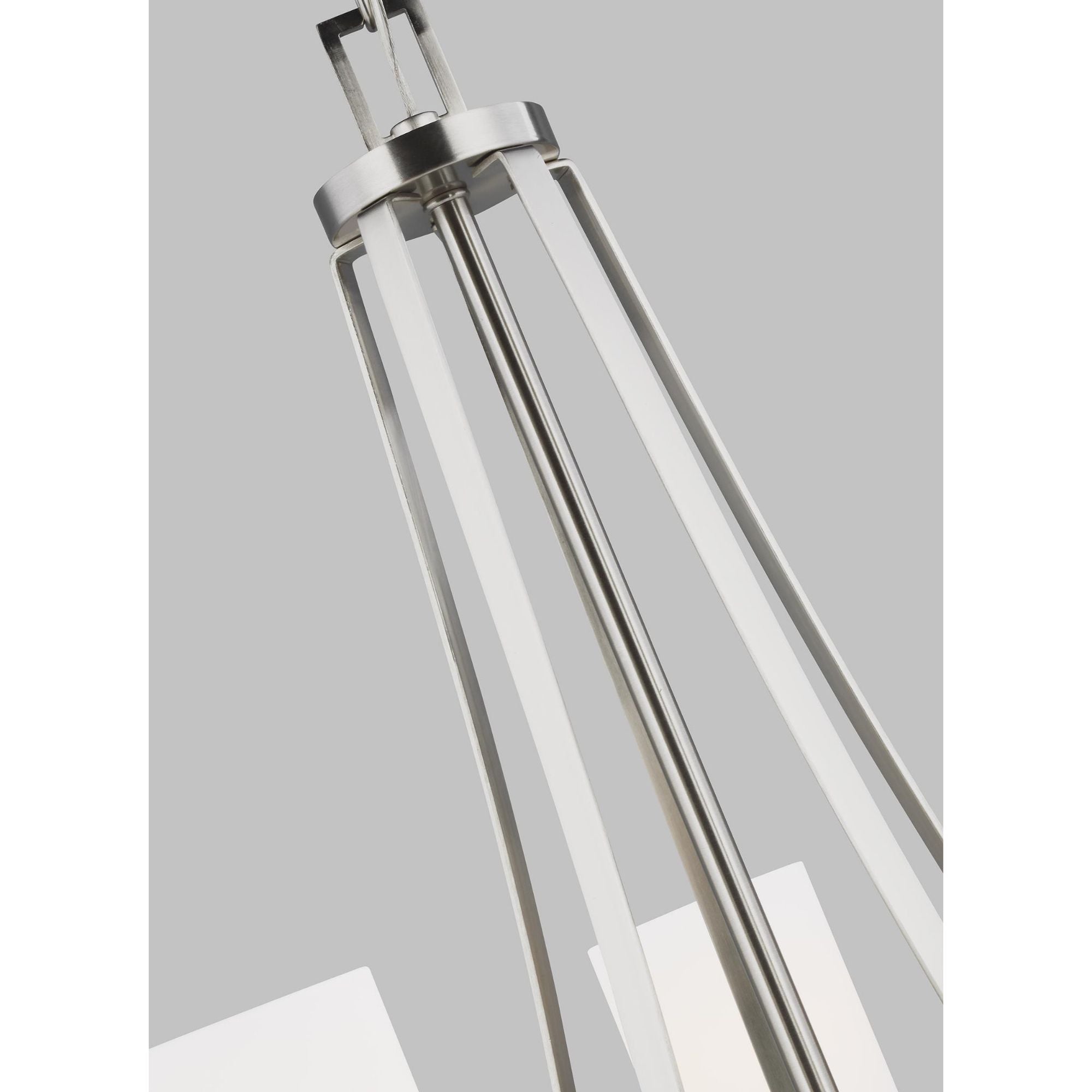 Robie Five Light Chandelier LED Transitional 23.375" Height Steel Round Etched / White Inside Shade in Brushed Nickel