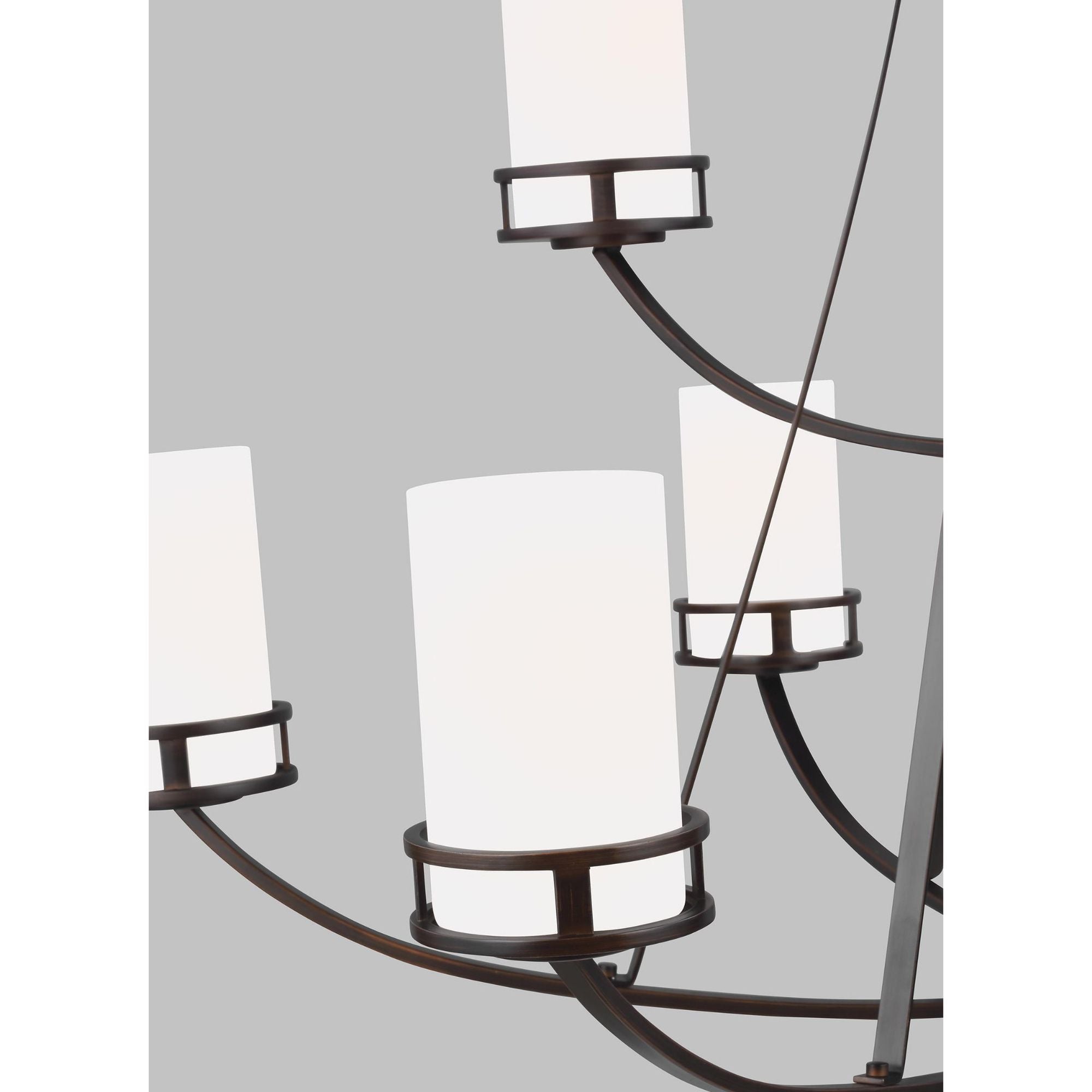 Robie Twelve Light Chandelier LED Transitional 40.625" Height Steel Round Etched / White Inside Shade in Bronze