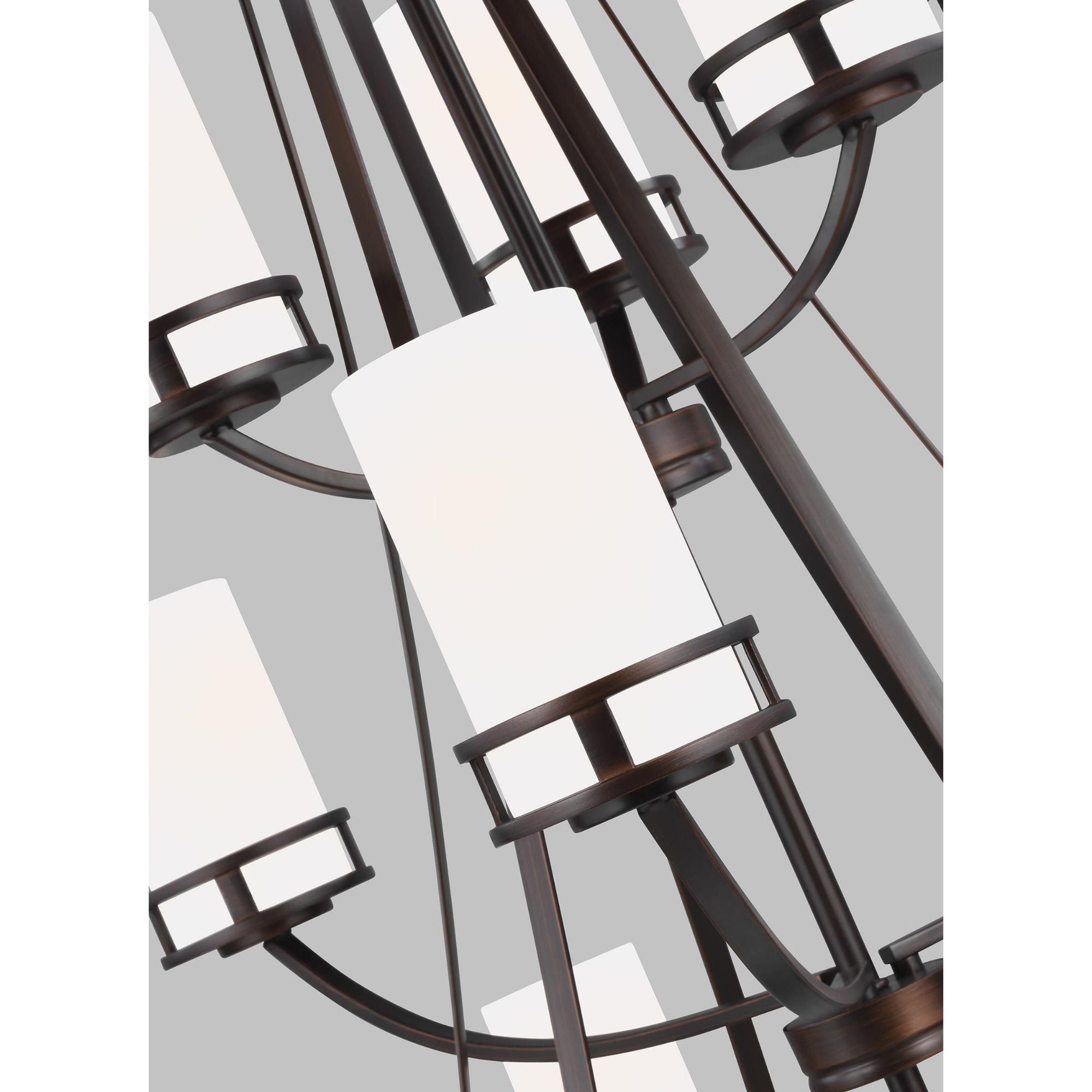 Robie Twelve Light Chandelier LED Transitional 40.625" Height Steel Round Etched / White Inside Shade in Bronze