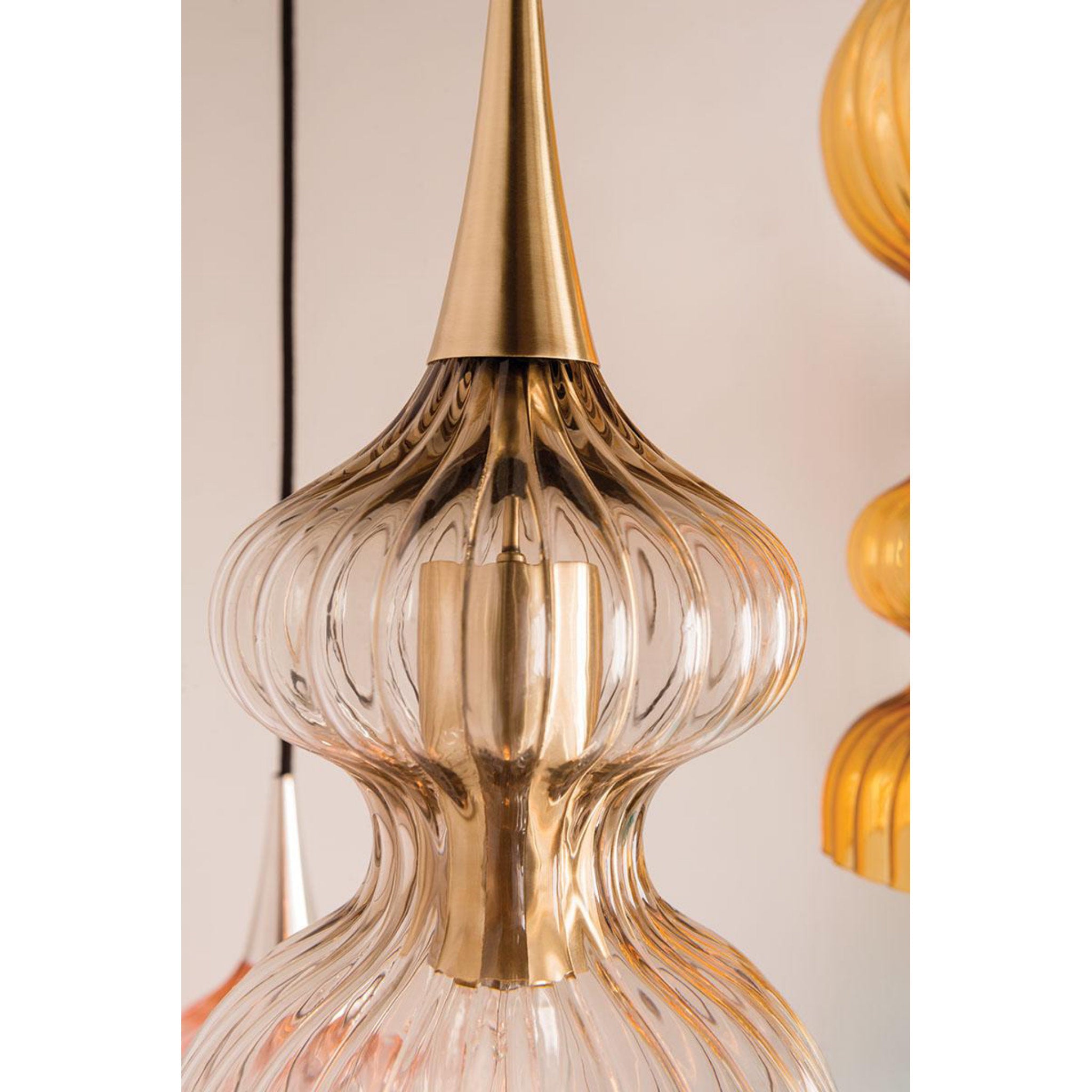 Pomfret 1-Light Pendant in Aged Brass 6L x 6W x 20.5H
