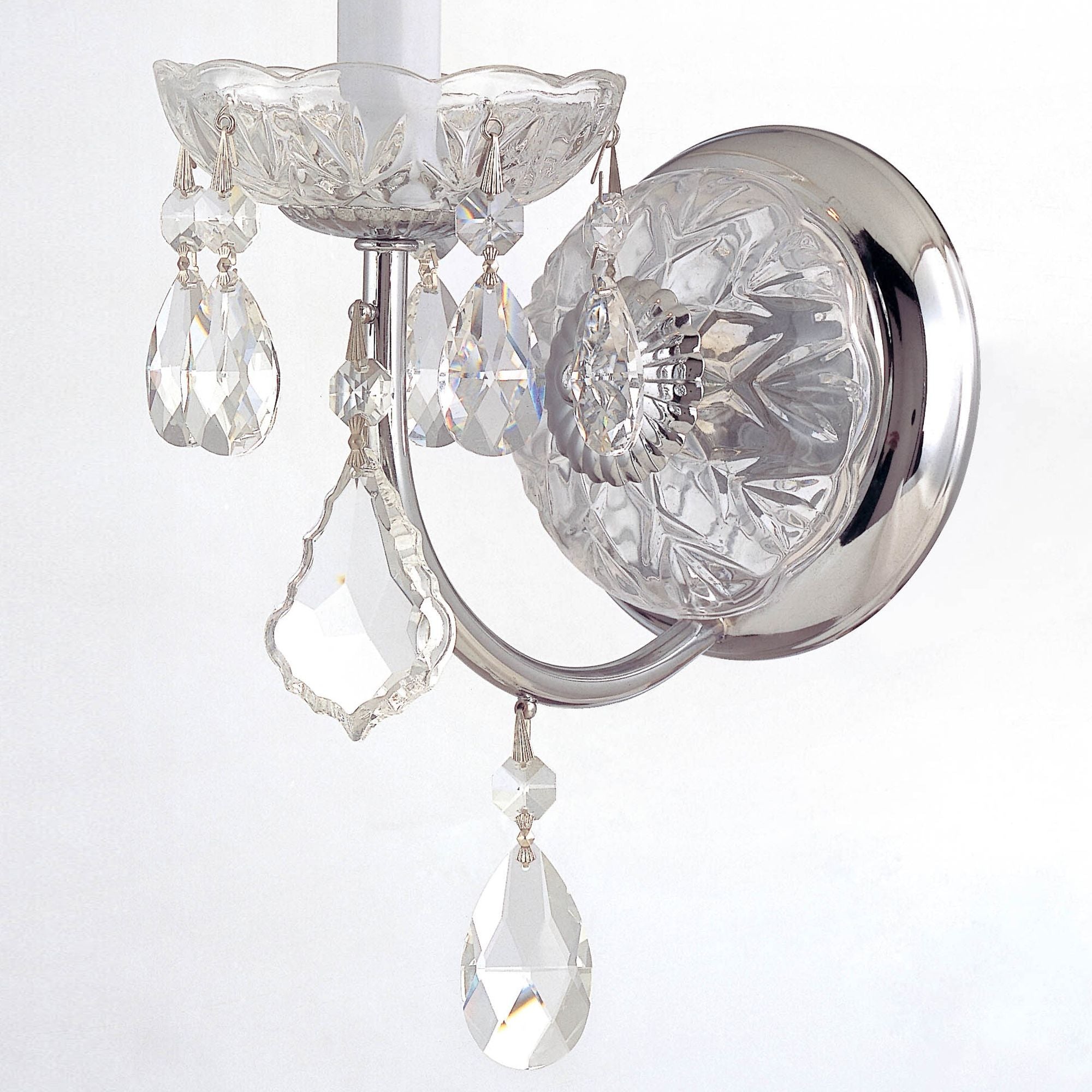 Imperial 1 Light Hand Cut Crystal Polished Chrome Sconce Hand Cut Crystal 4.75"W x 13.5"H x 7"D