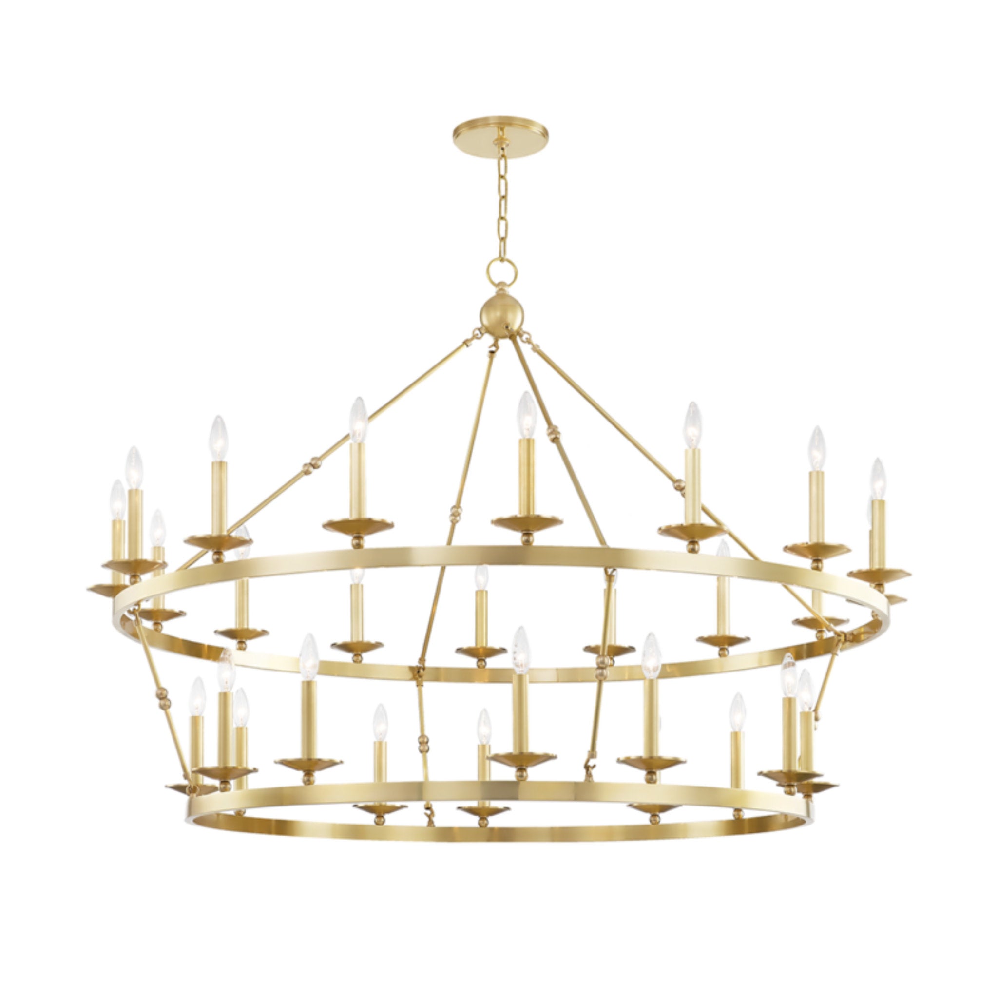 Allendale 28-Light Chandelier in Aged Brass 58L x 58W x 40.75H