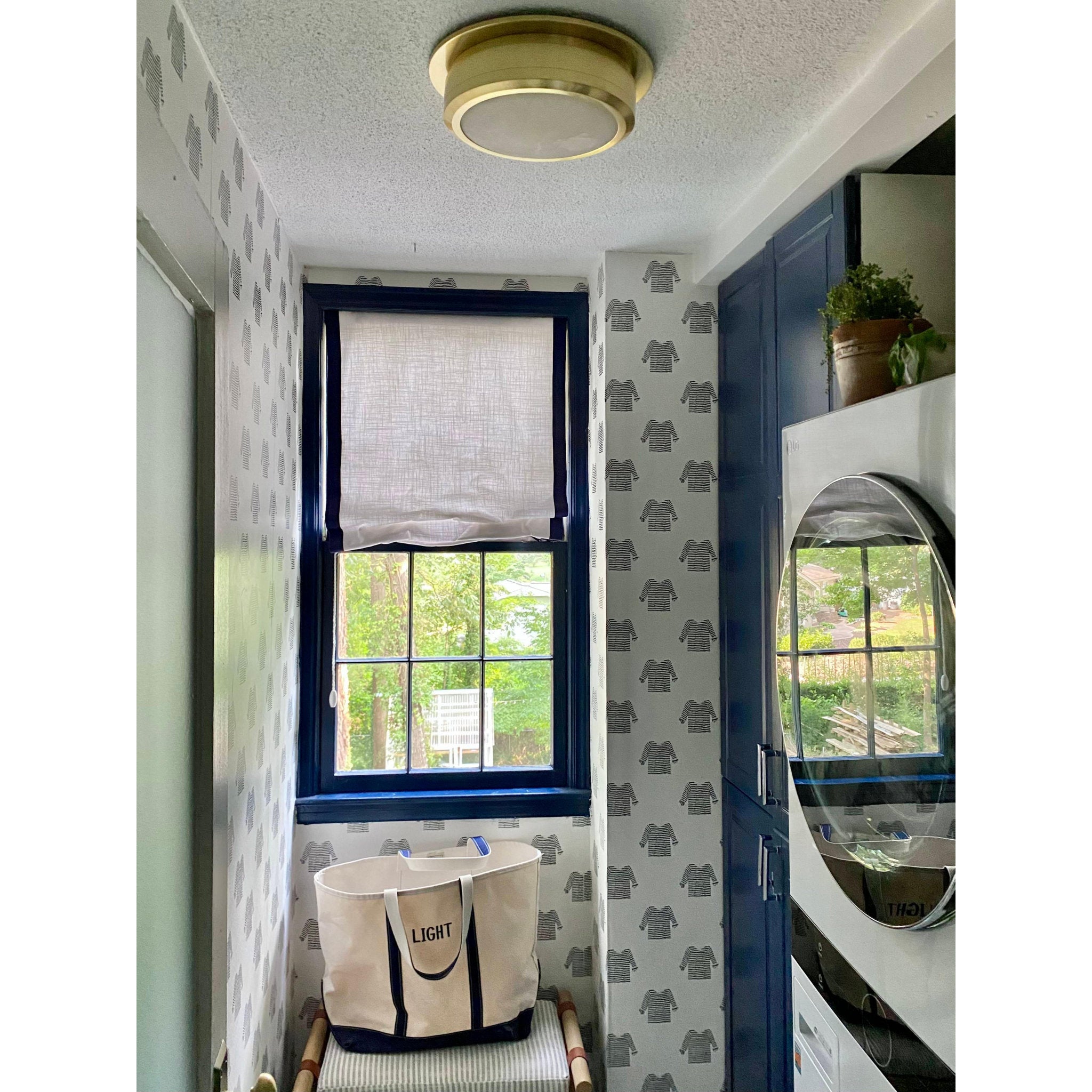 Greenport 1-Light Flush Mount in Aged Brass 14L x 14W x 4H