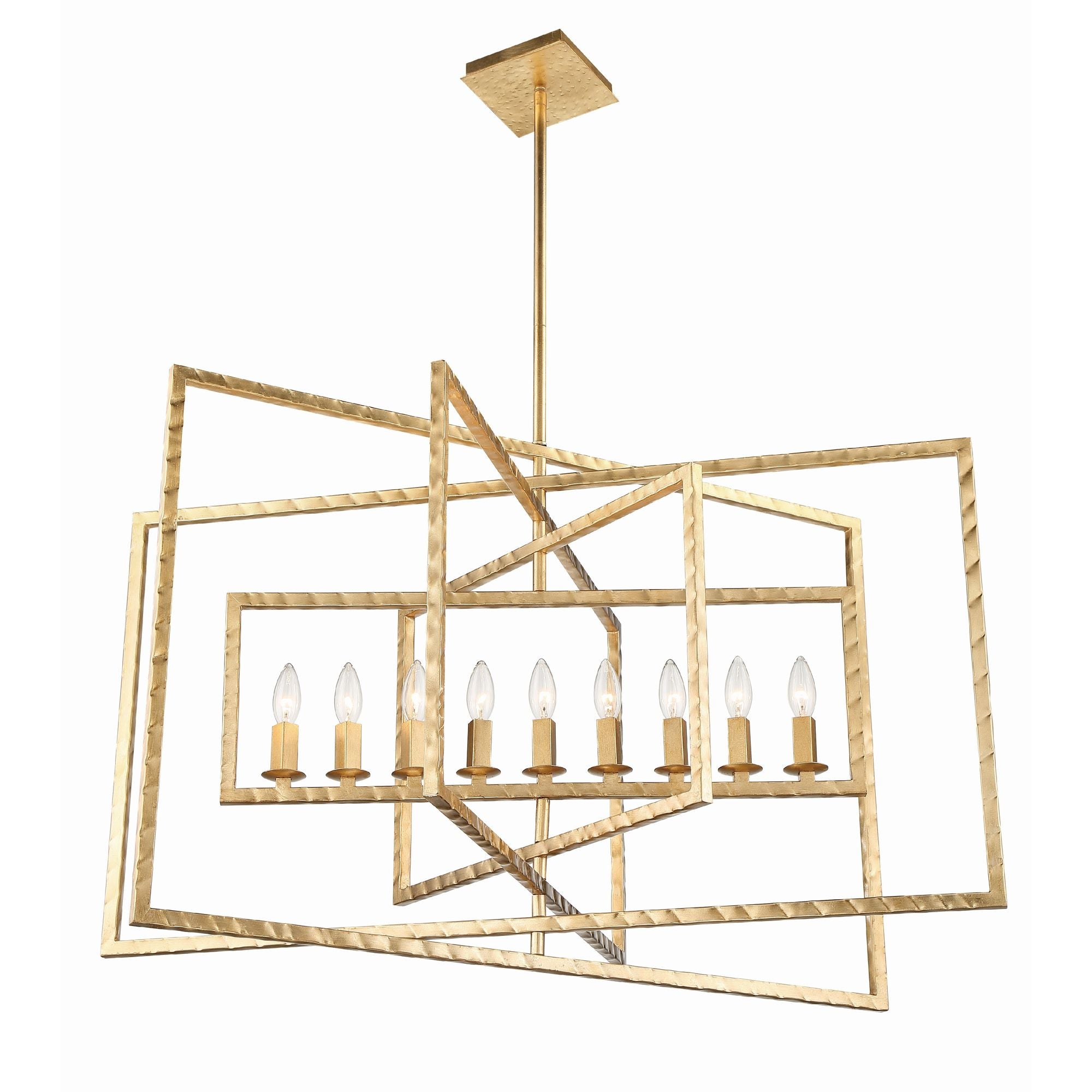 Capri 9 Light Antique Gold Chandelier 39"W x 24"H x 39"D