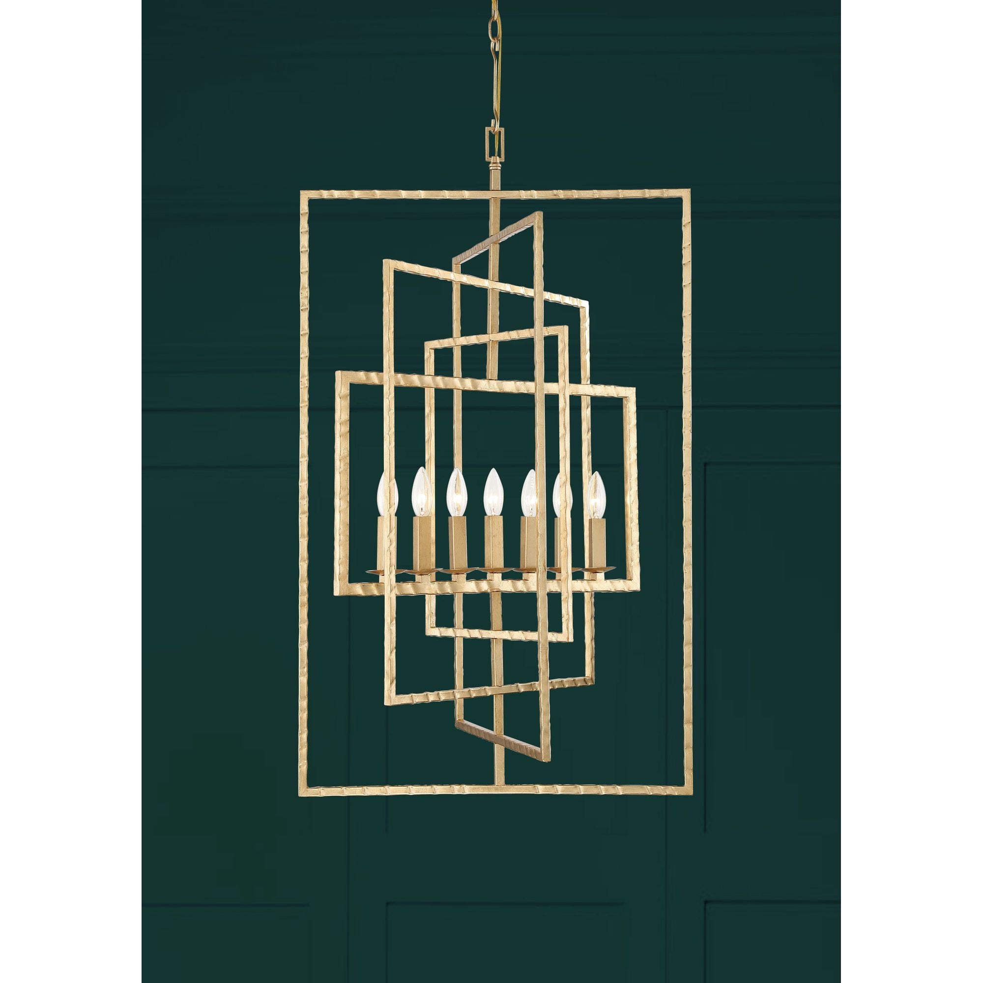 Capri 7 Light Antique Gold Lantern Chandelier 24"W x 38"H x 24"D