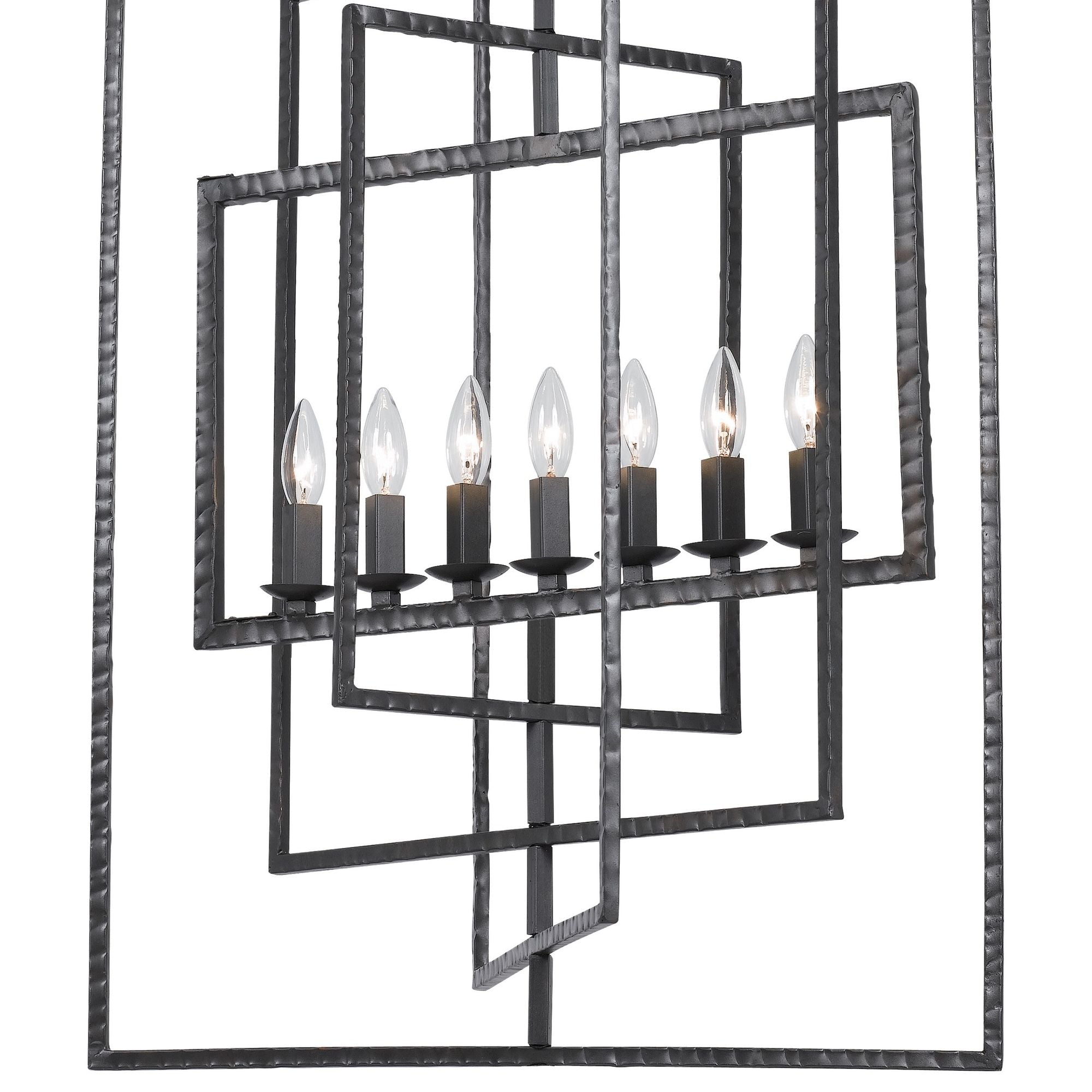 Capri 7 Light Raw Steel Lantern Chandelier 24"W x 38"H x 24"D