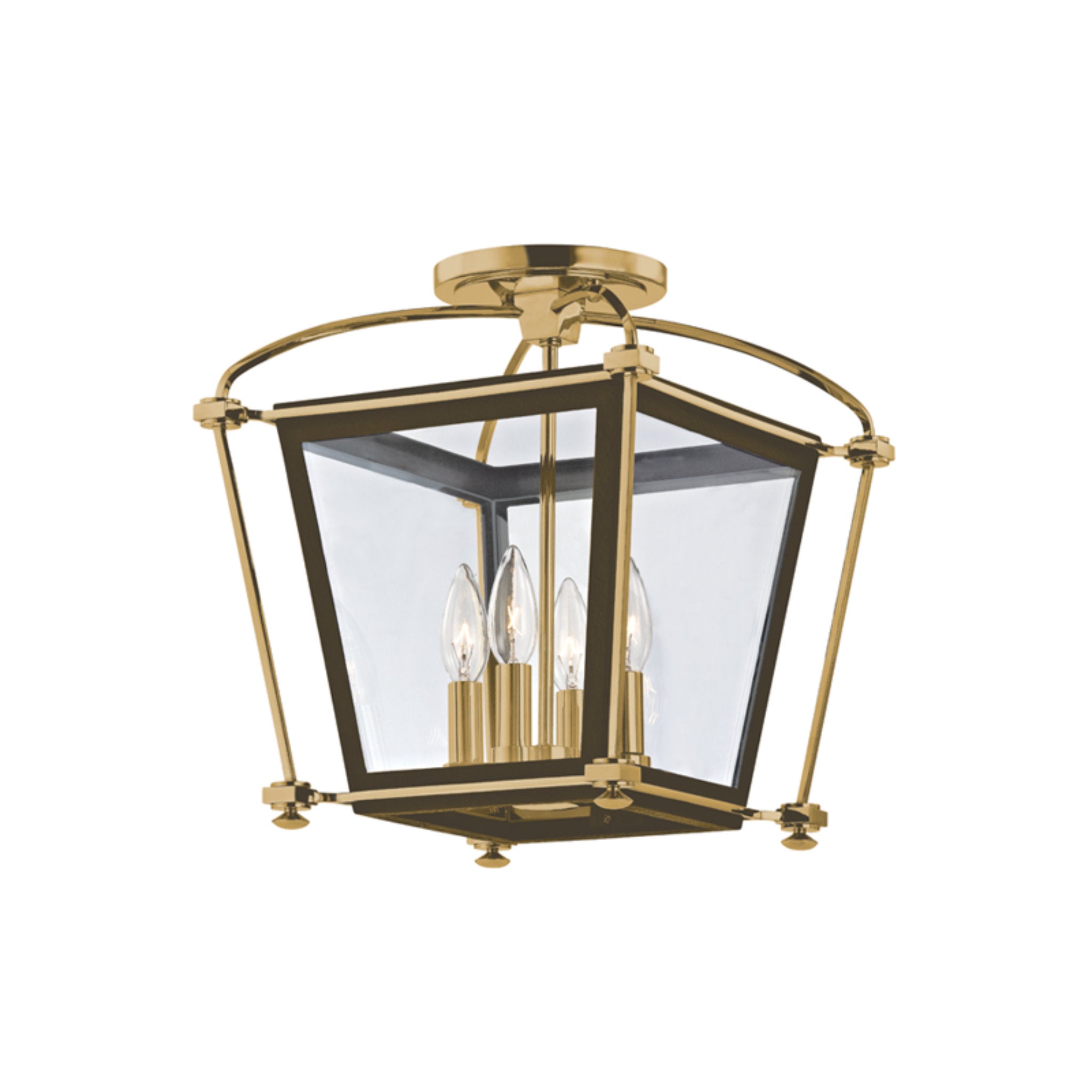 Hollis 4-Light Semi Flush in Aged Brass 12.75L x 12.75W x 14.75H