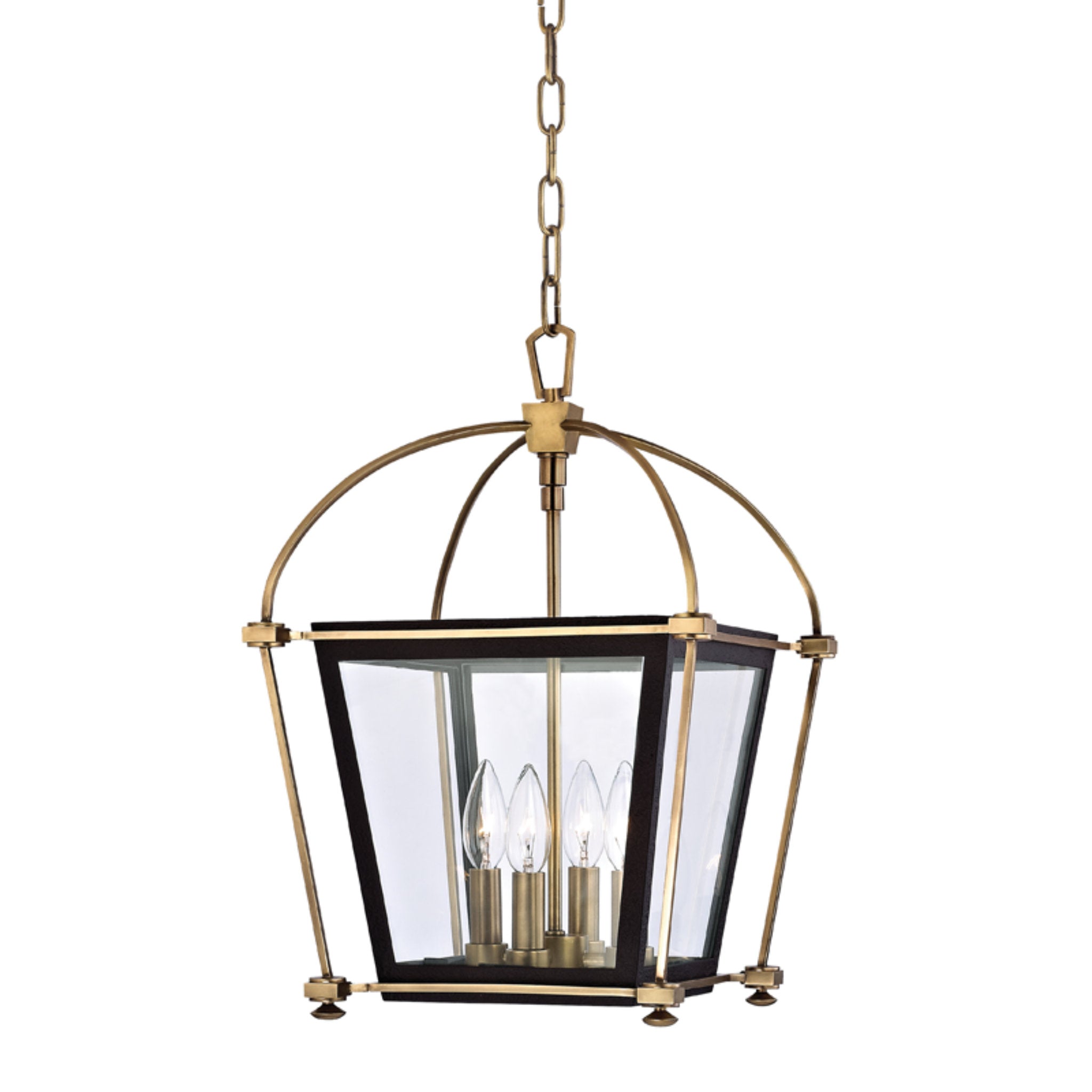 Hollis 4-Light Lantern in Aged Brass 12.75L x 12.75W x 19.25H