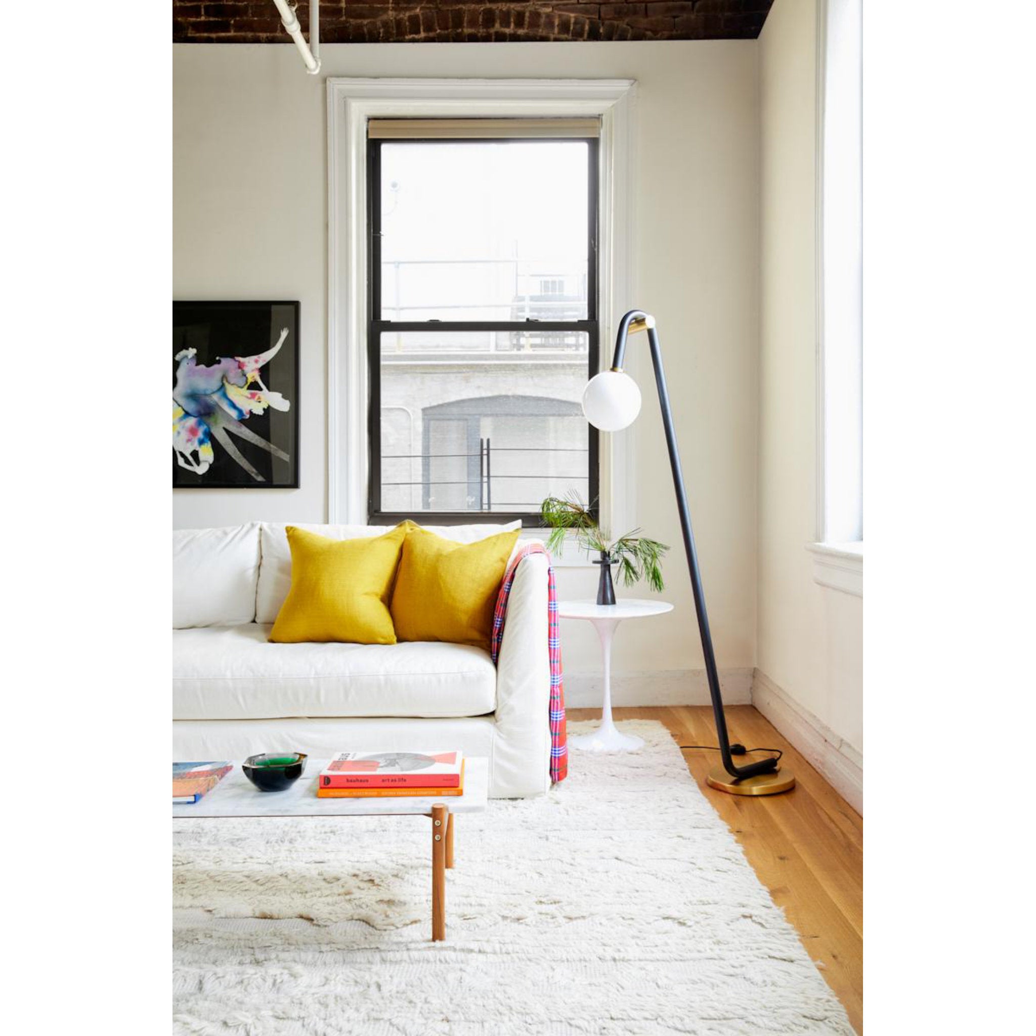 Whit 1-Light Floor Lamp in Aged Brass/Black 10L x 26.75W x 60.25H