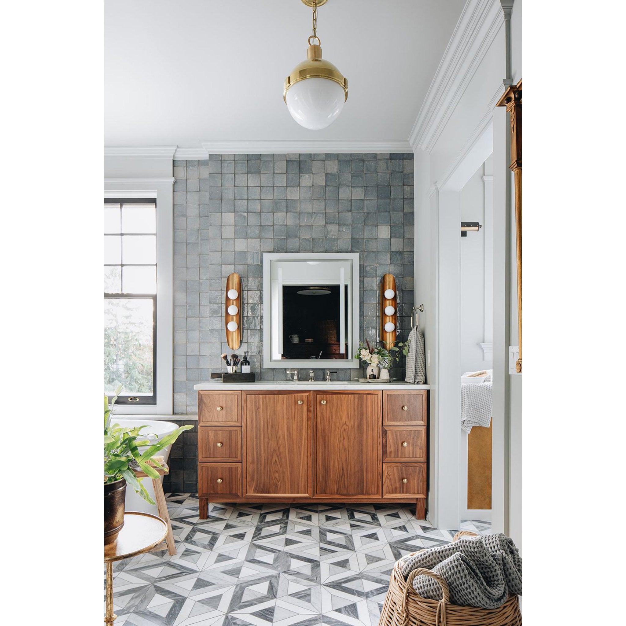 Hopper 3-Light Wall Sconce in Vintage Brass Bronze Accents 4.75L x 4.5W x 23.75H