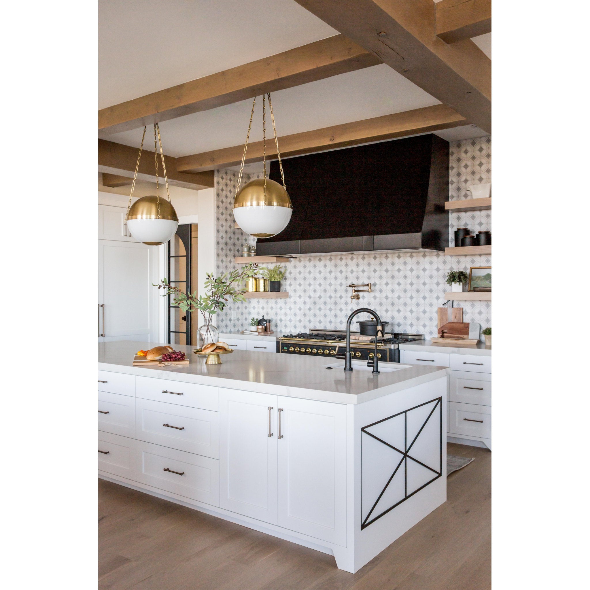 Sphere No.2 3-Light Pendant in Aged Brass by Mark D. Sikes 20.5L x 20.5W x 17H