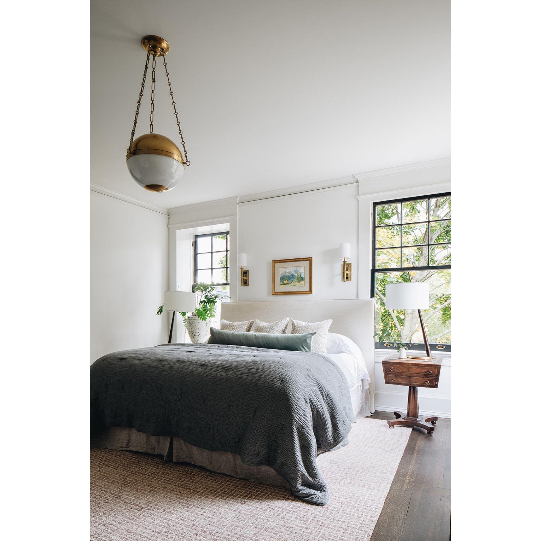 Sphere No.2 3-Light Pendant in Aged Brass by Mark D. Sikes 20.5L x 20.5W x 17H