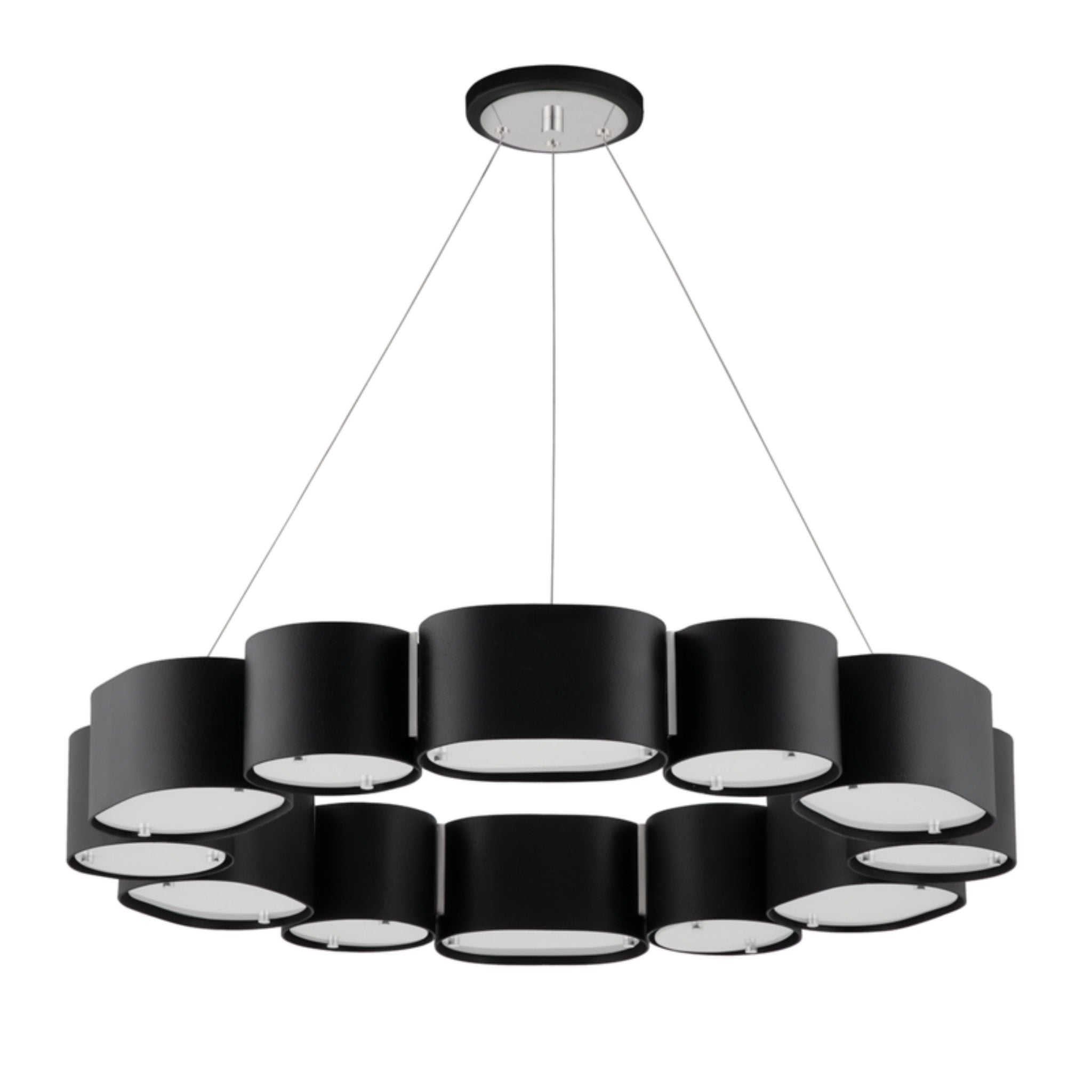 Opal 12-Light Chandelier in Soft Black With Stainless Steel 30L x 30W x 4H