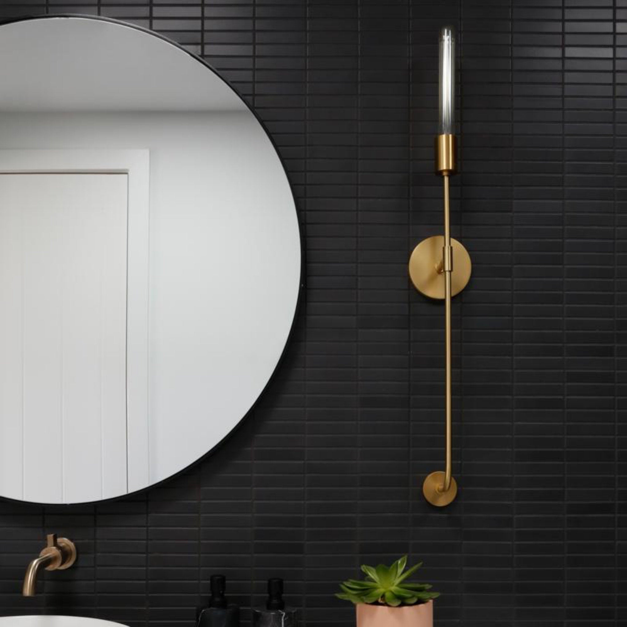 Dylan 1-Light Wall Sconce in Aged Brass 4.75L x 4.75W x 35H