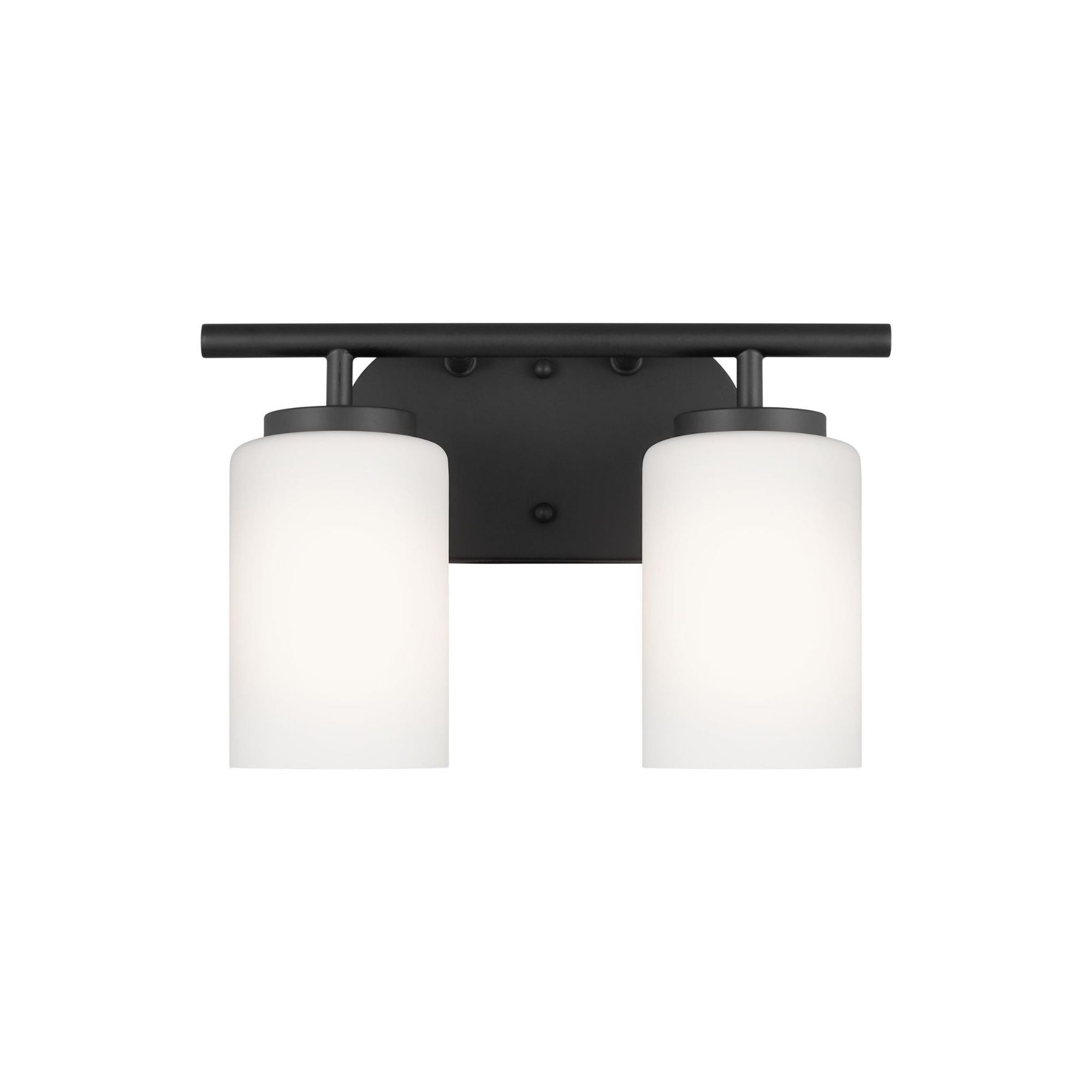 Oslo Two Light Wall / Bath LED Contemporary Fixture 12.5" Width 8.5" Height Steel Round Cased Opal Etched Shade in Midnight Black