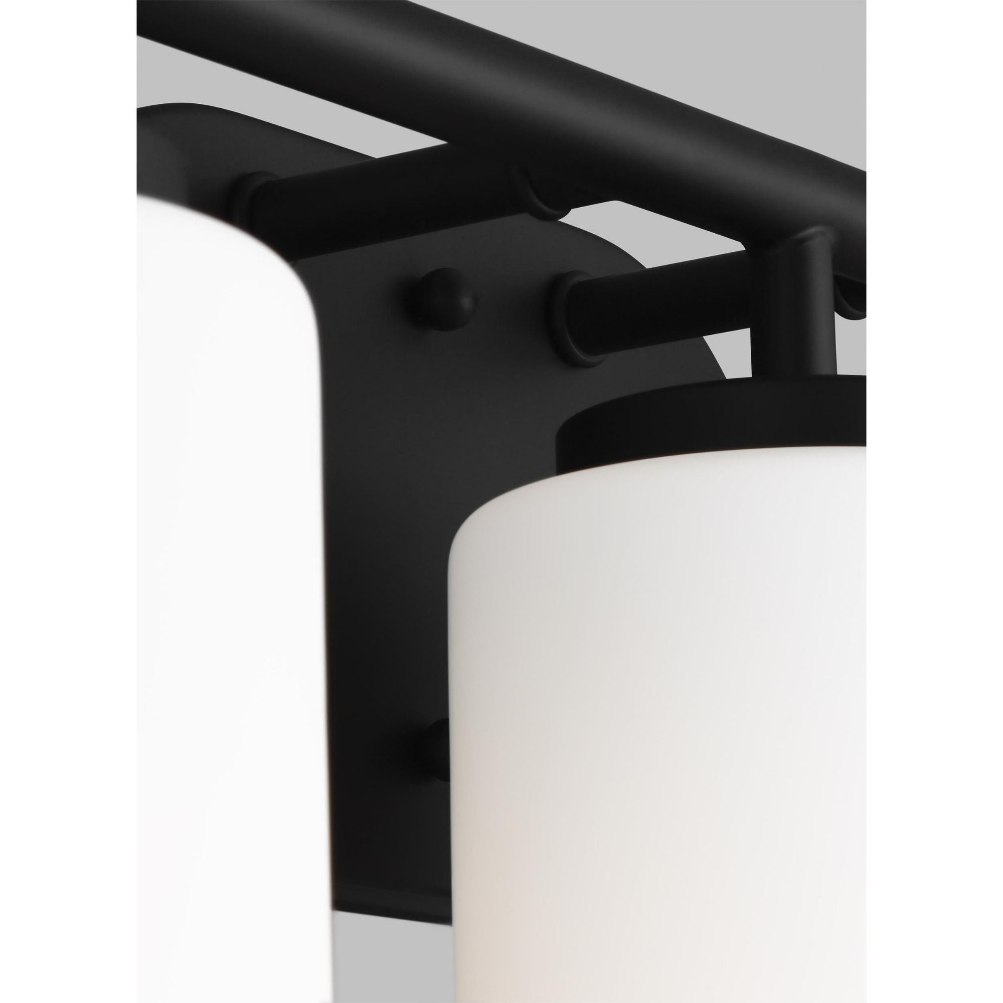 Oslo Three Light Wall / Bath Contemporary Fixture 20" Width 8.5" Height Steel Round Cased Opal Etched Shade in Midnight Black