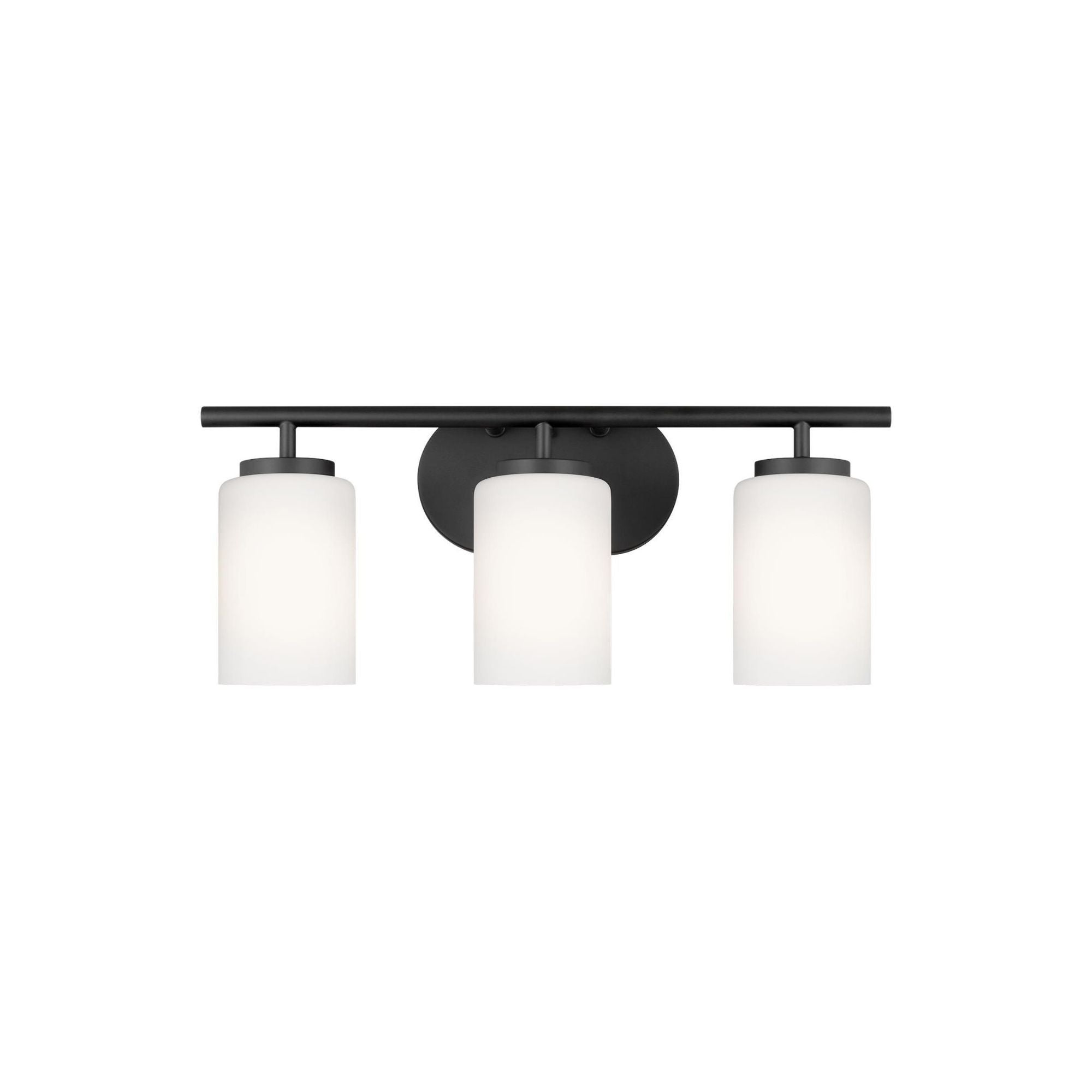 Oslo Three Light Wall / Bath LED Contemporary Fixture 20" Width 8.5" Height Steel Round Cased Opal Etched Shade in Midnight Black