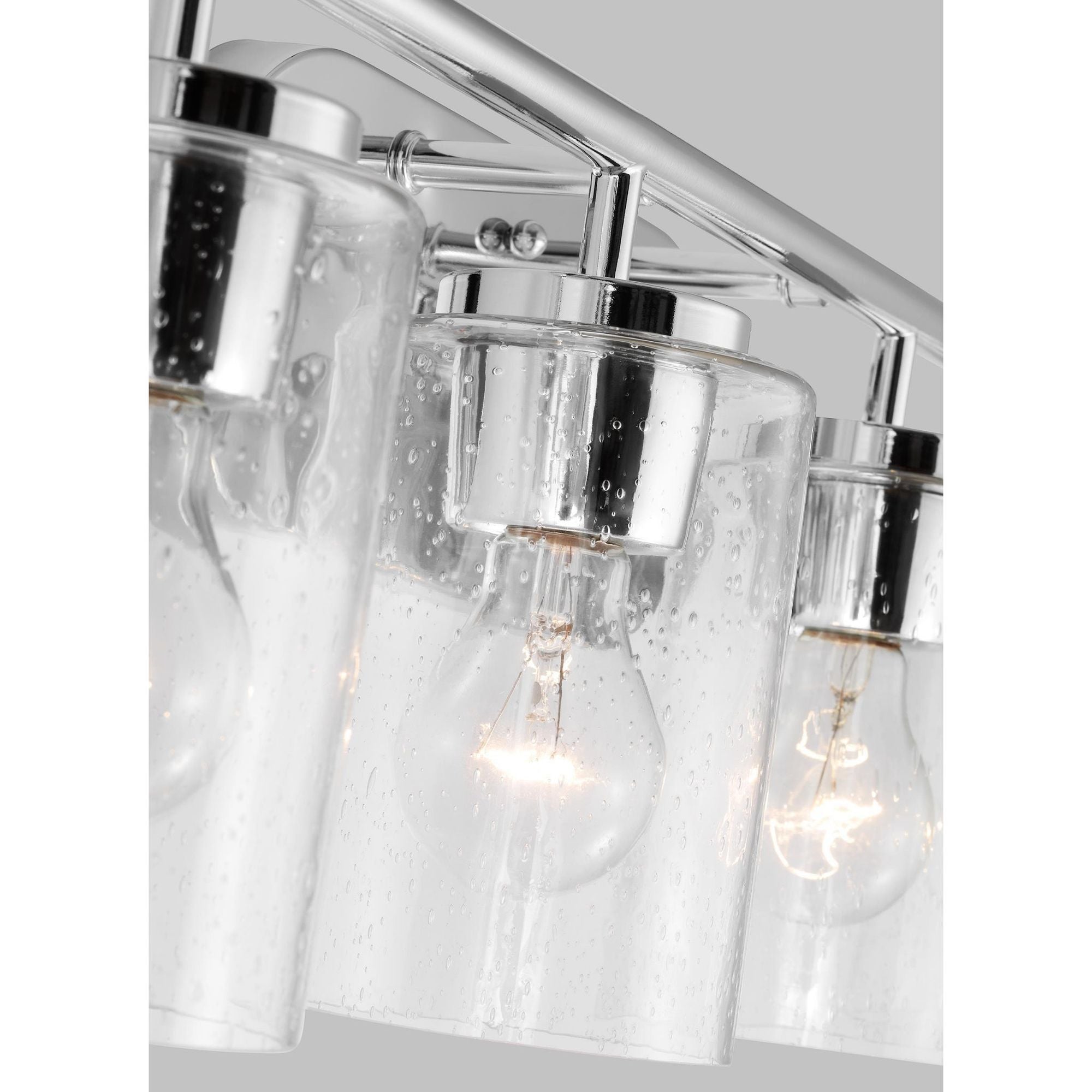Oslo Four Light Wall / Bath Contemporary Fixture 27.5" Width 8.5" Height Steel Round Clear Seeded Shade in Chrome