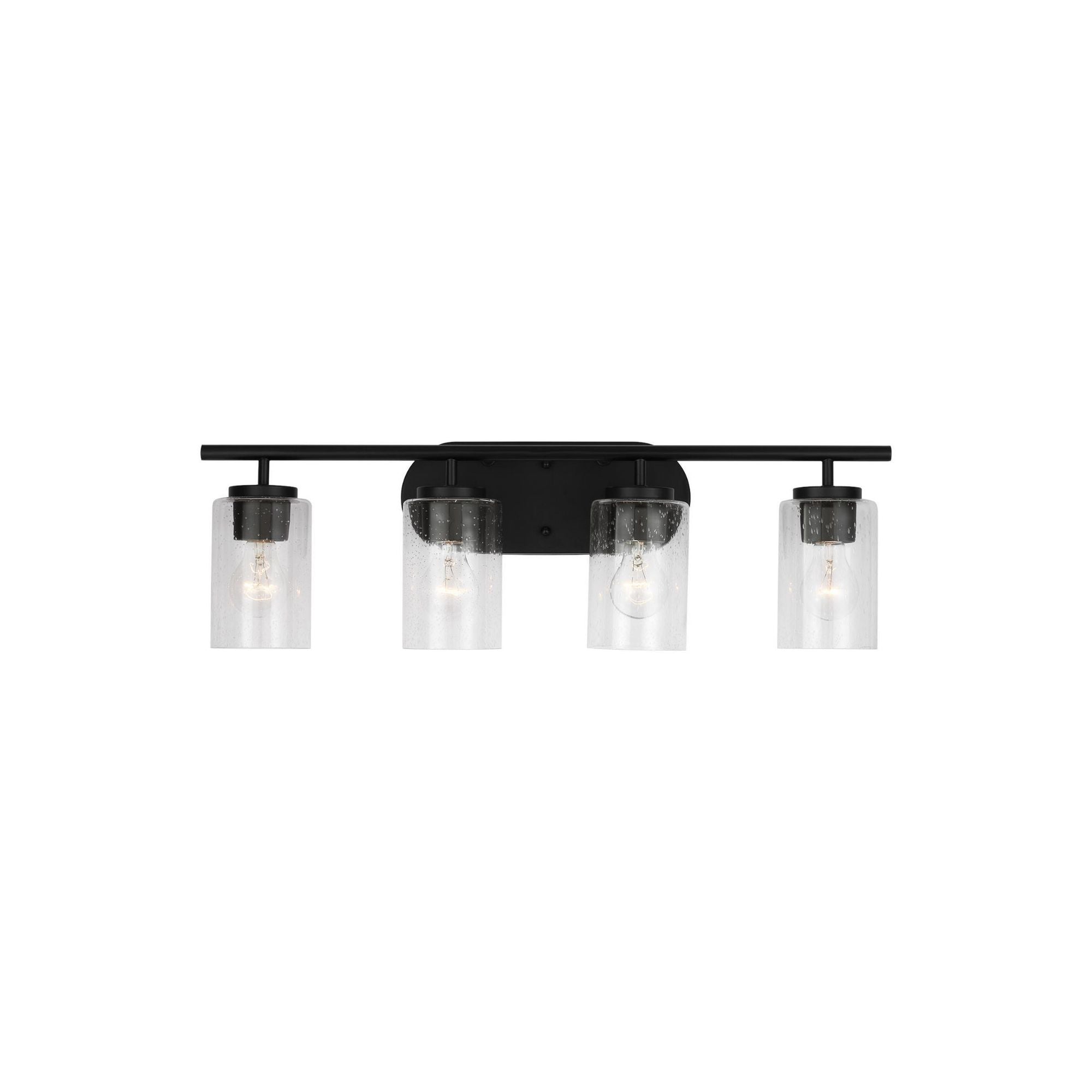 Oslo Four Light Wall / Bath Contemporary Fixture 27.5" Width 8.5" Height Steel Round Clear Seeded Shade in Midnight Black