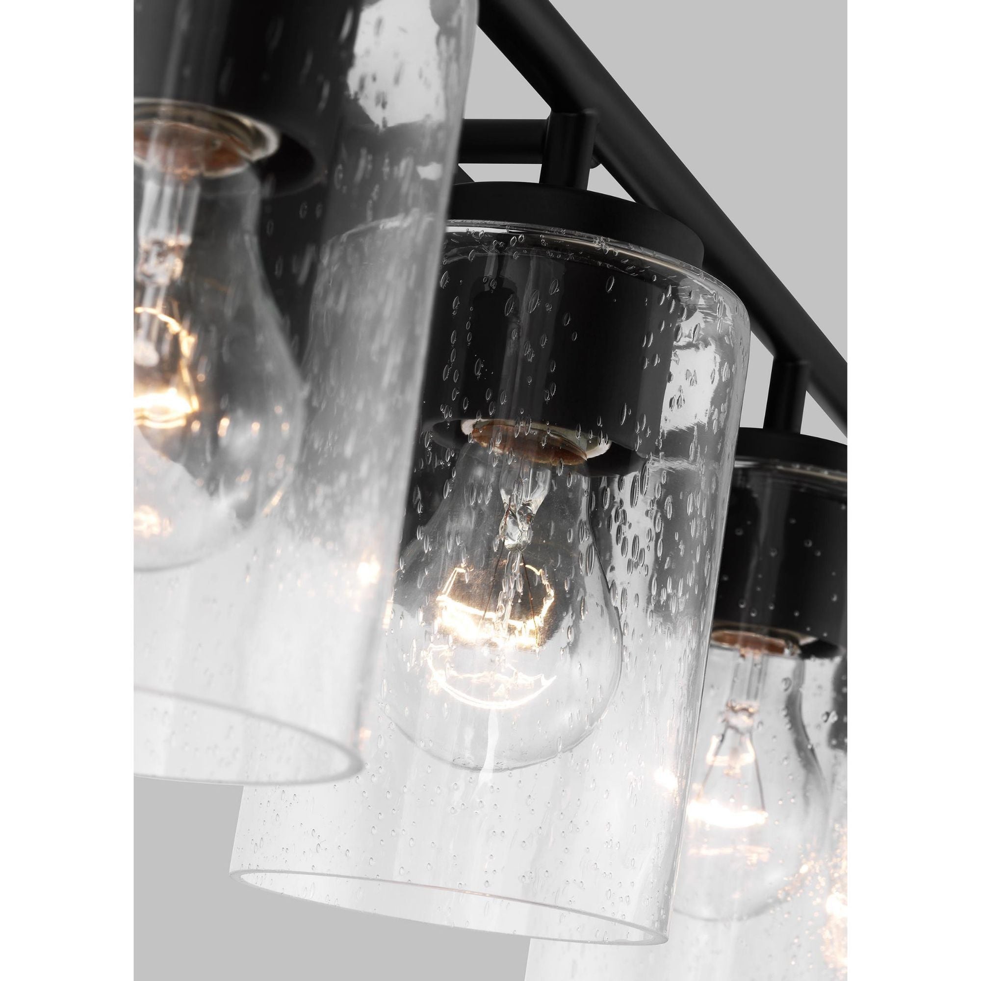 Oslo Four Light Wall / Bath Contemporary Fixture 27.5" Width 8.5" Height Steel Round Clear Seeded Shade in Midnight Black
