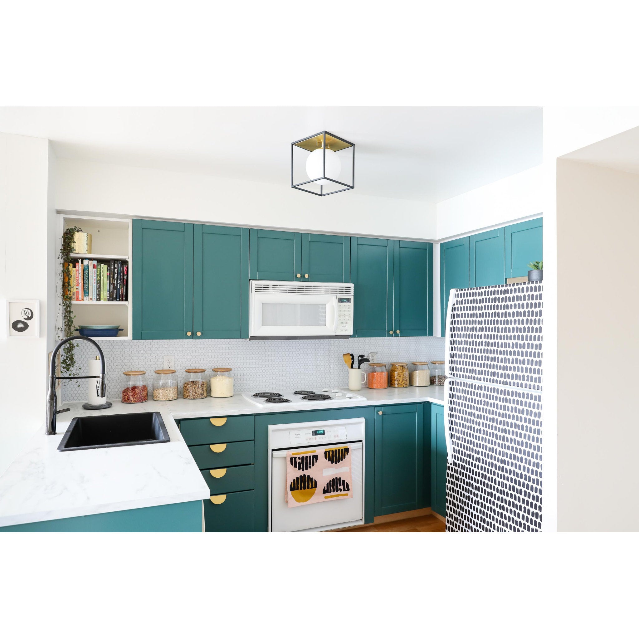 Aira 1-Light Flush Mount in Aged Brass/Black 9.5L x 9.5W x 9.5H