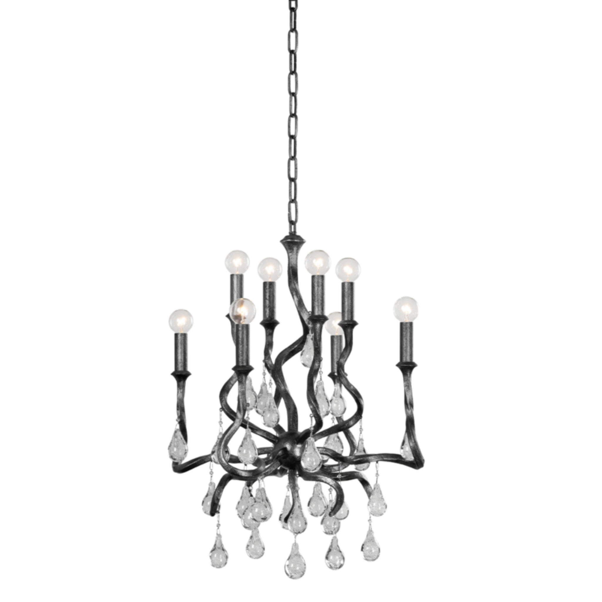 Aveline 8-Light Chandelier in Black Silver Leaf 22L x 22W x 27.25H