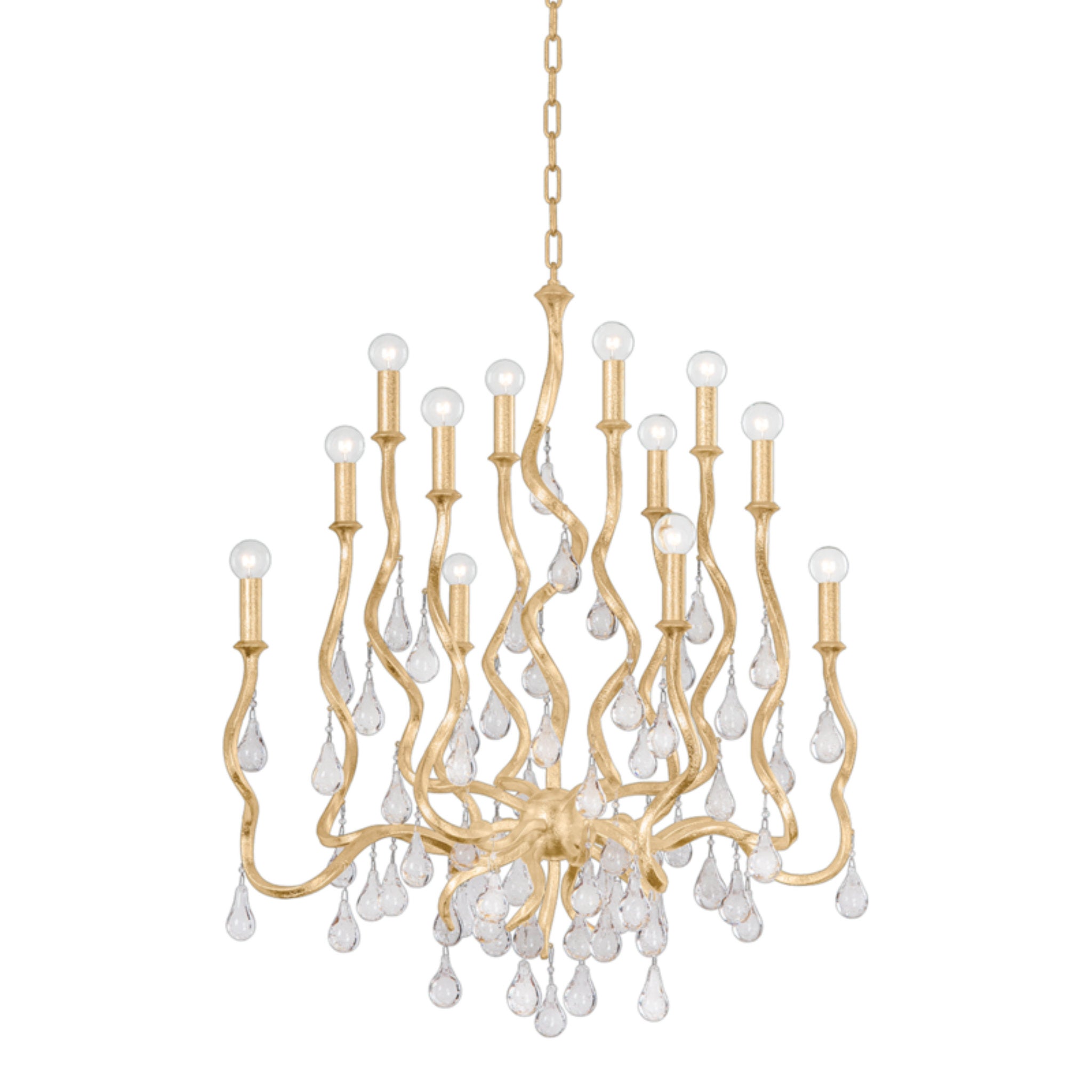 Aveline 12-Light Chandelier in Gold Leaf 33.25L x 33.25W x 38H