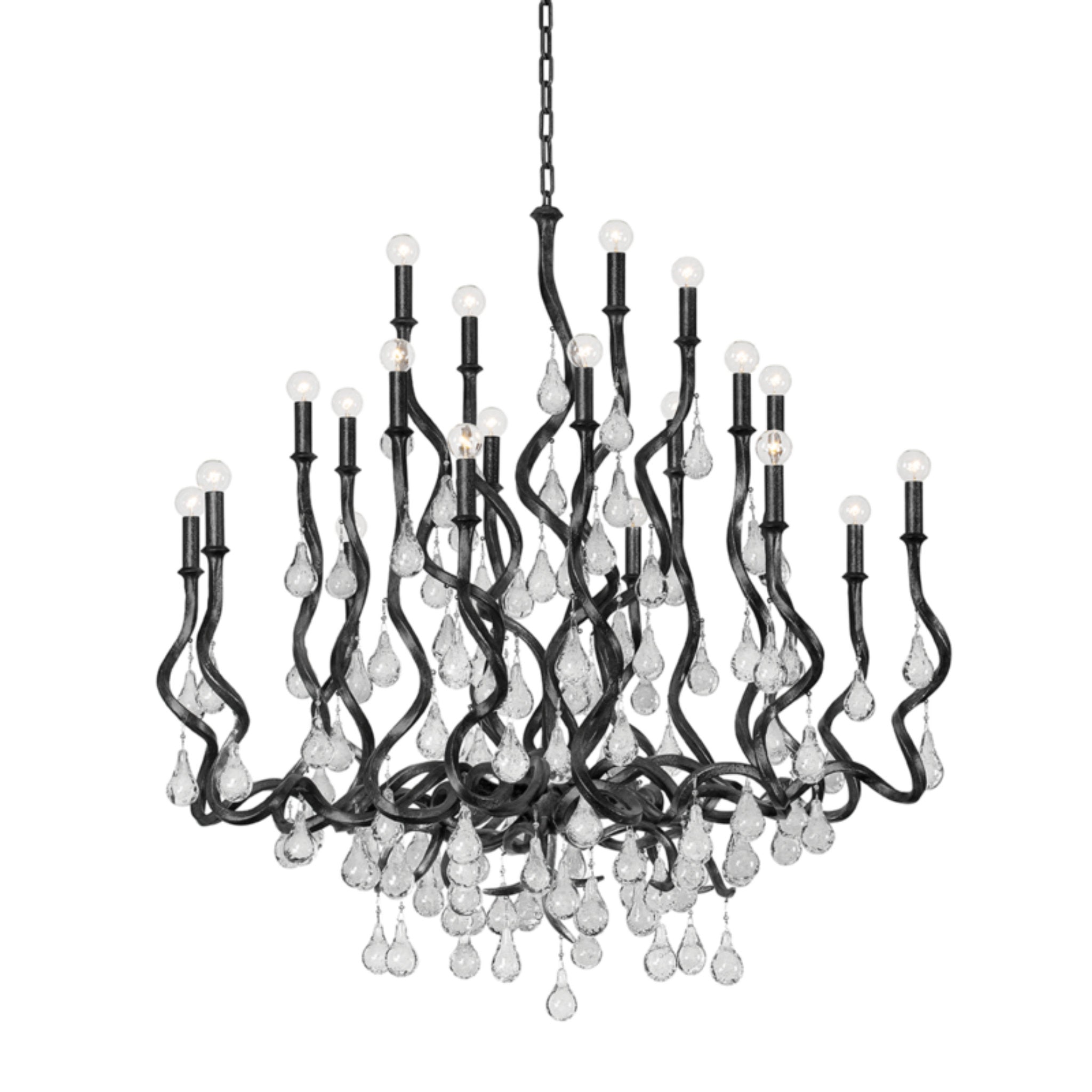 Aveline 20-Light Chandelier in Black Silver Leaf 48L x 48W x 48.75H