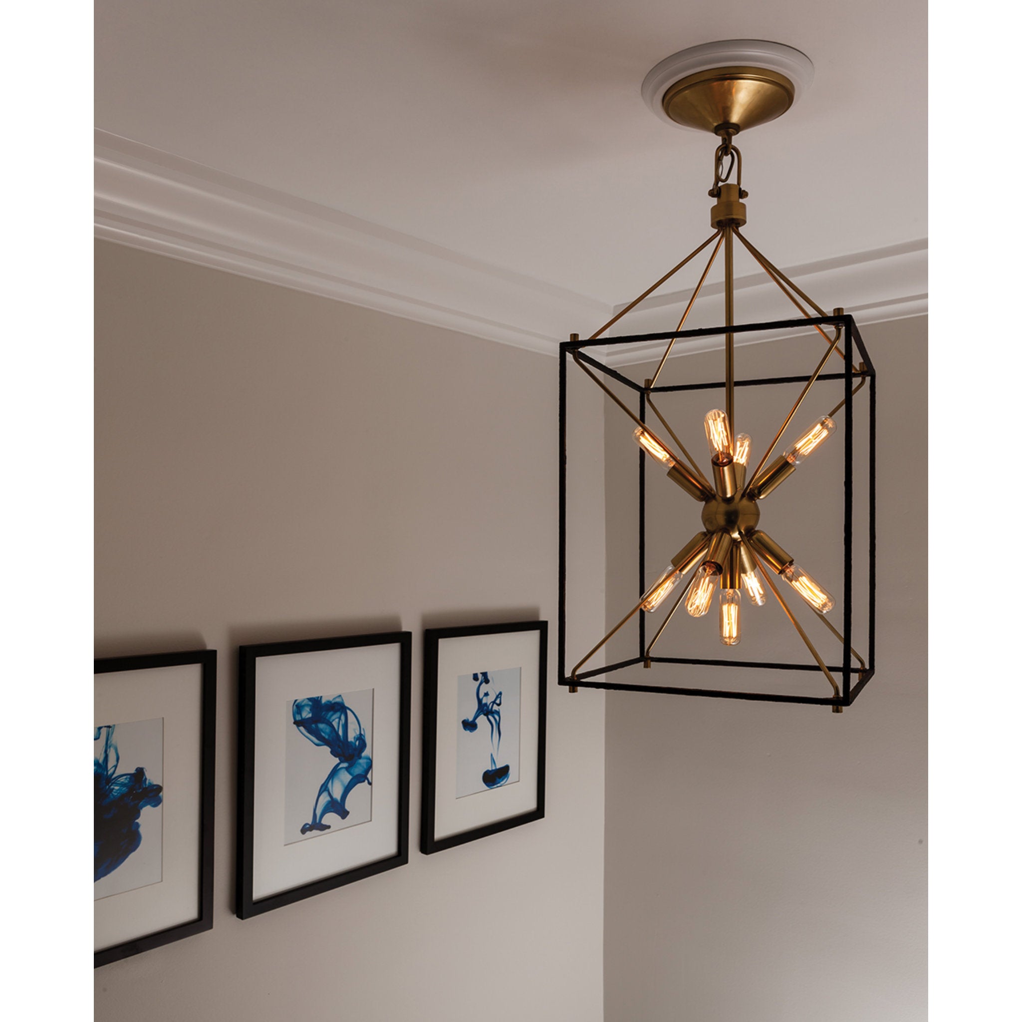 Glendale 9-Light Lantern in Aged Brass/Black 12.25L x 12.25W x 24.75H