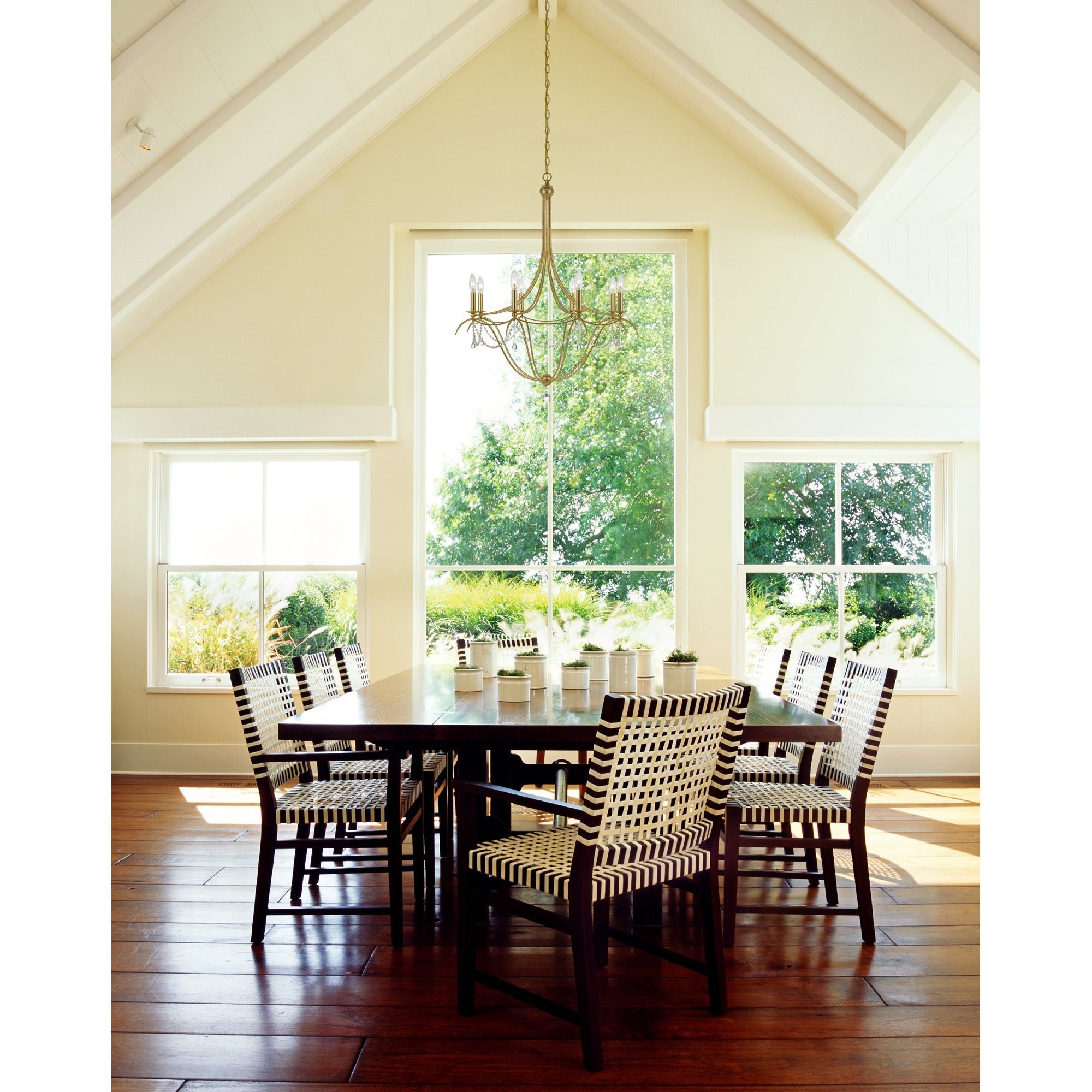 Metro 8 Light Crystal Beads Antique Gold Chandelier Clear Glass Beads 31.5"W x 37"H x 31.5"D