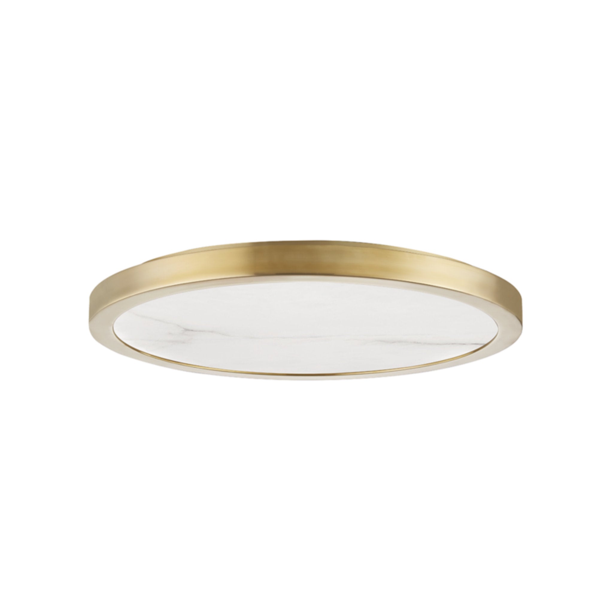 Woodhaven 1-Light Flush Mount in Aged Brass 18L x 18W x 1.5H
