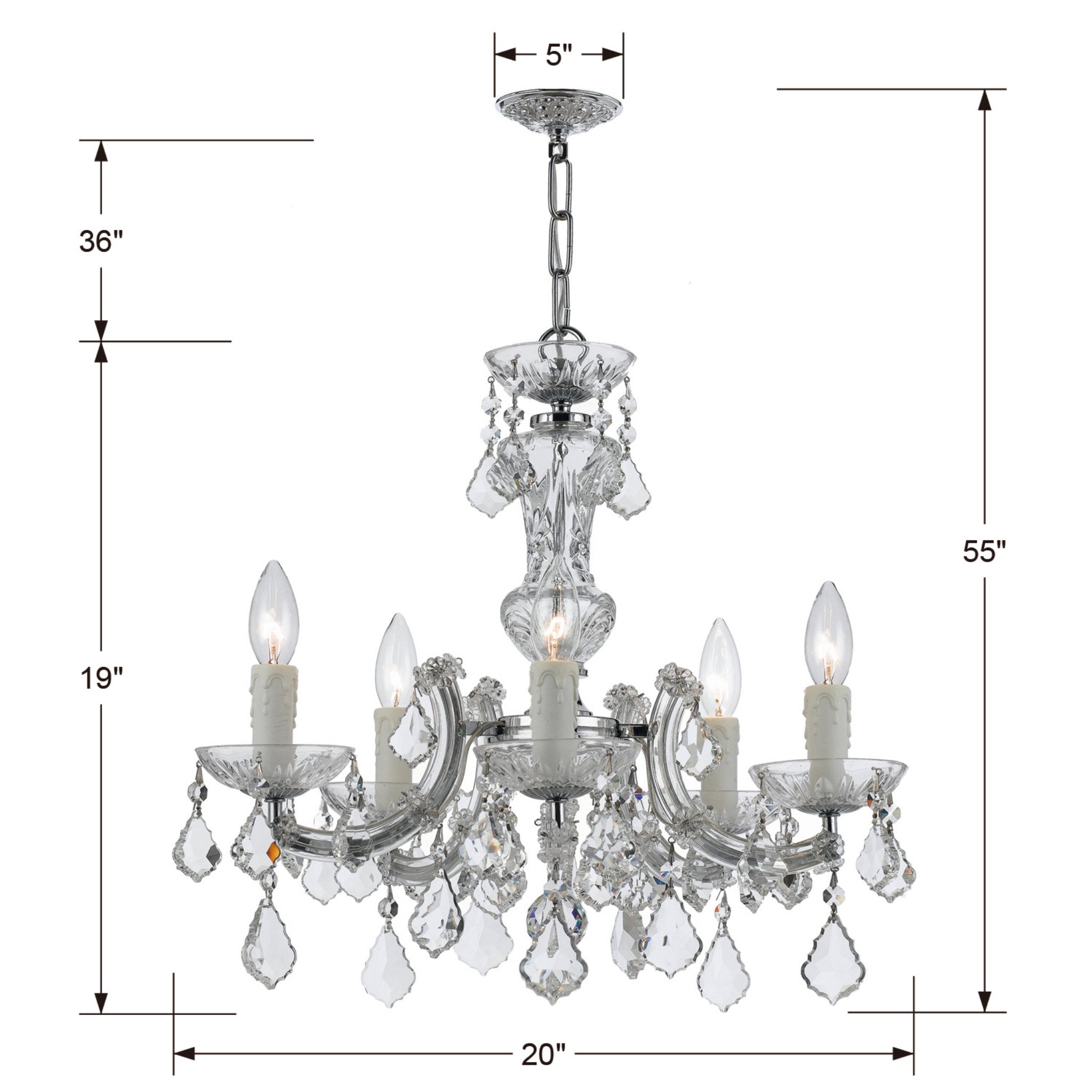 Maria Theresa 20'' Hand Cut Crystal Polished Chrome Chandelier Silver 20"W x 19"H x 20"D