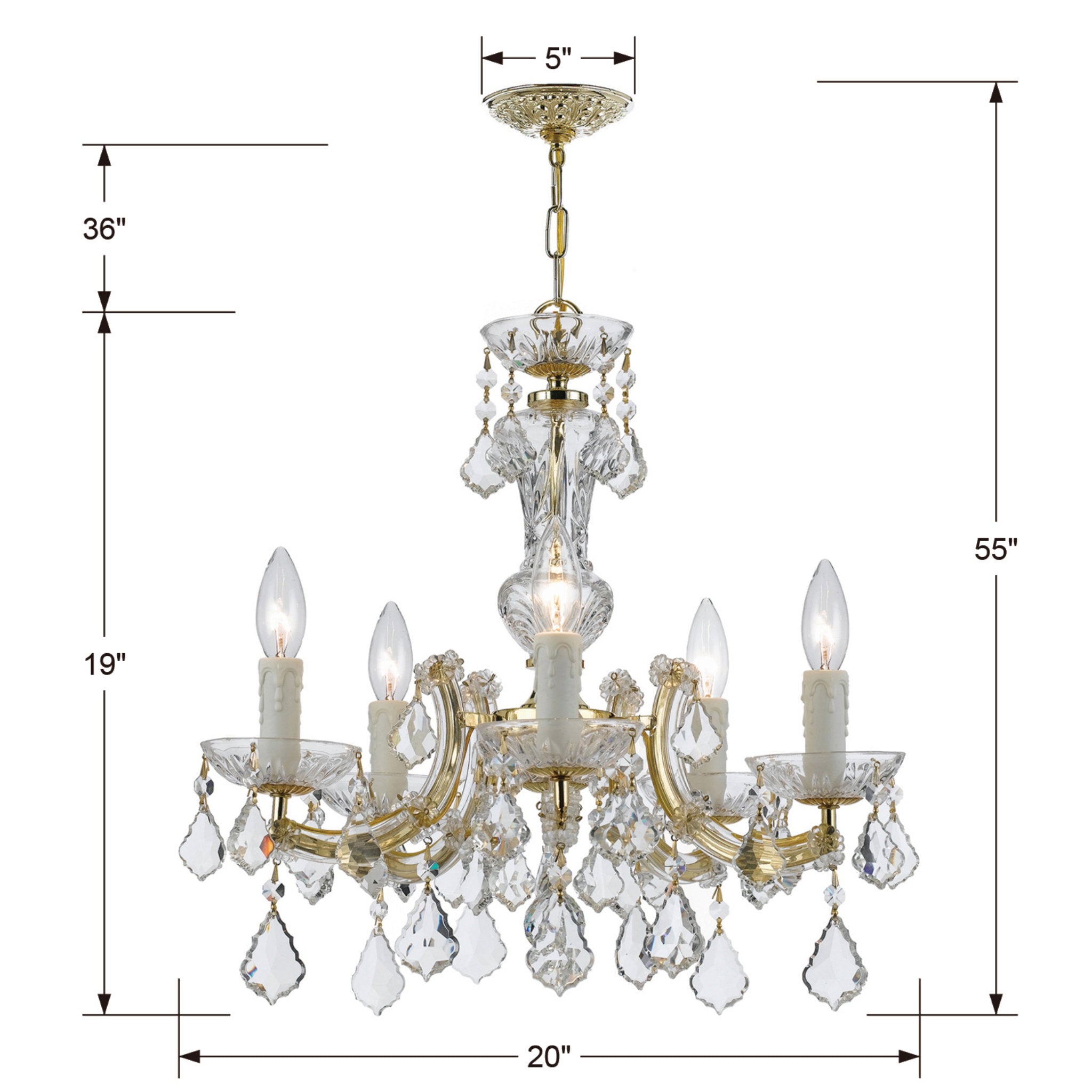 Maria Theresa 20'' Hand Cut Crystal Gold Chandelier Gold 20"W x 19"H x 20"D