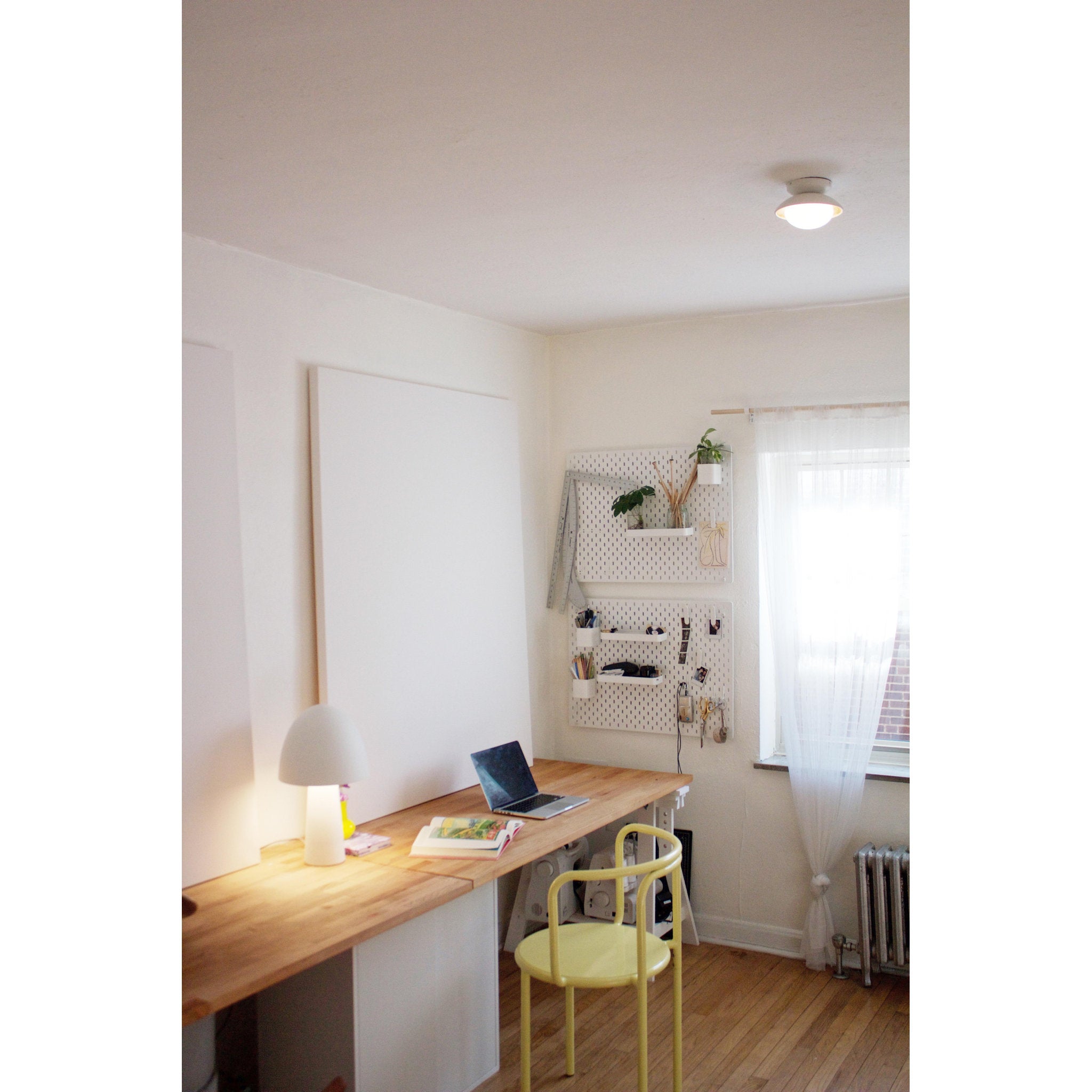 Cadence 1-Light Semi Flush in White Lustro/Gold Leaf Combo 7.5L x 6.75W x 4H