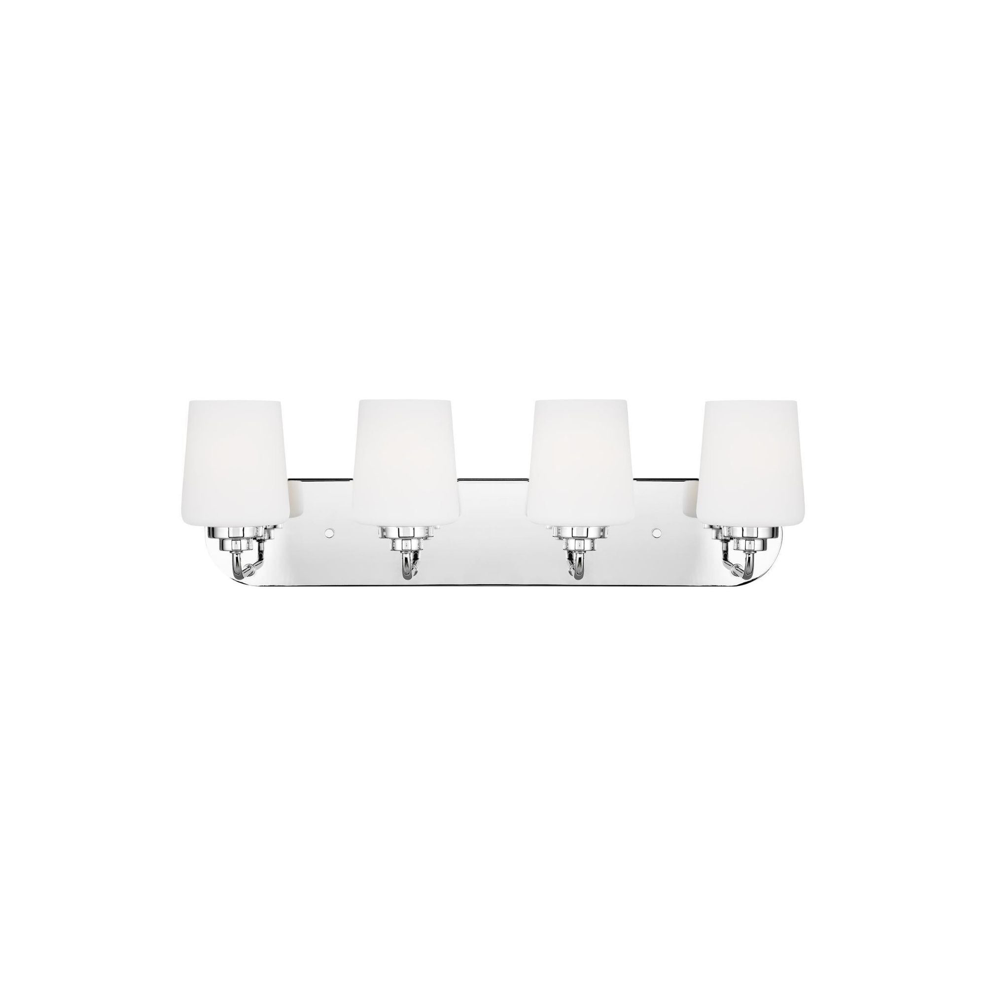 Windom Four Light Wall / Bath Traditional Fixture 24.375" Width 7.5" Height Steel Round Etched White Inside Shade in Chrome