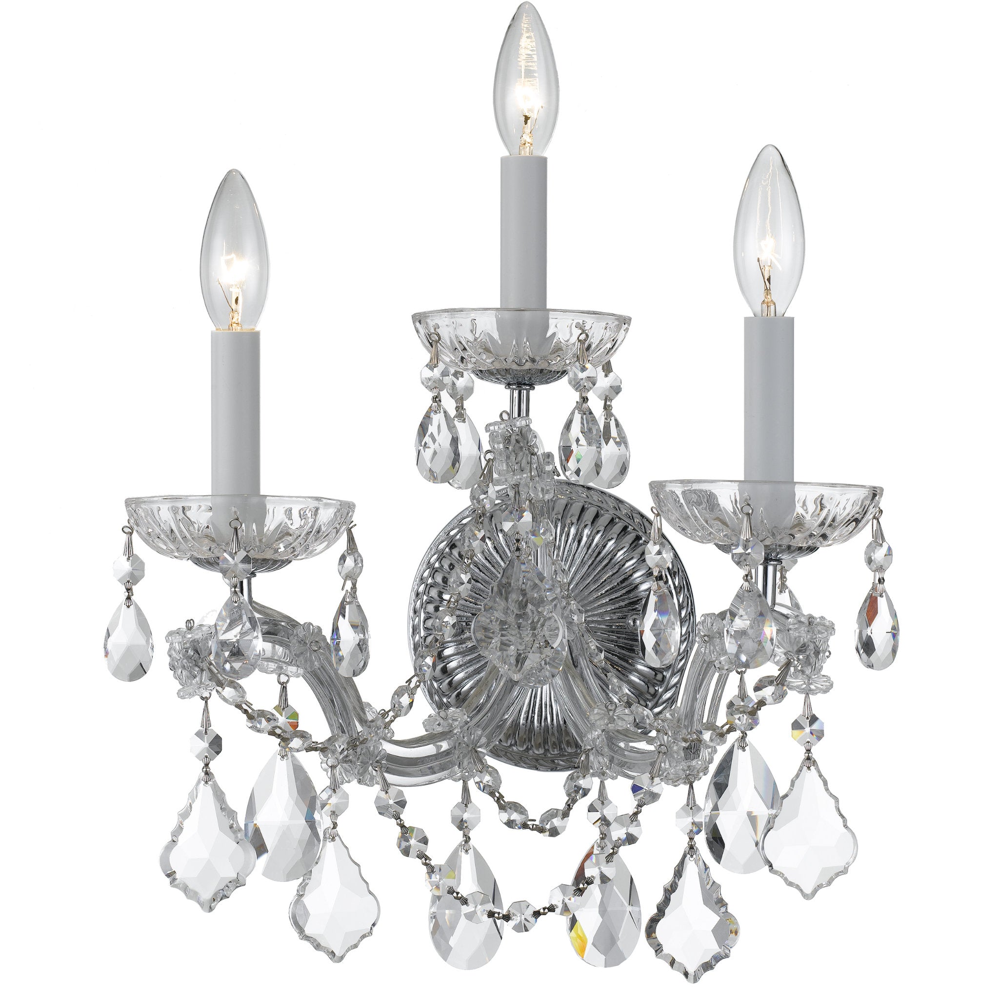 Maria Theresa 11'' Hand Cut Crystal Polished Chrome Sconce Silver 11"W x 18"H x 9.5"D