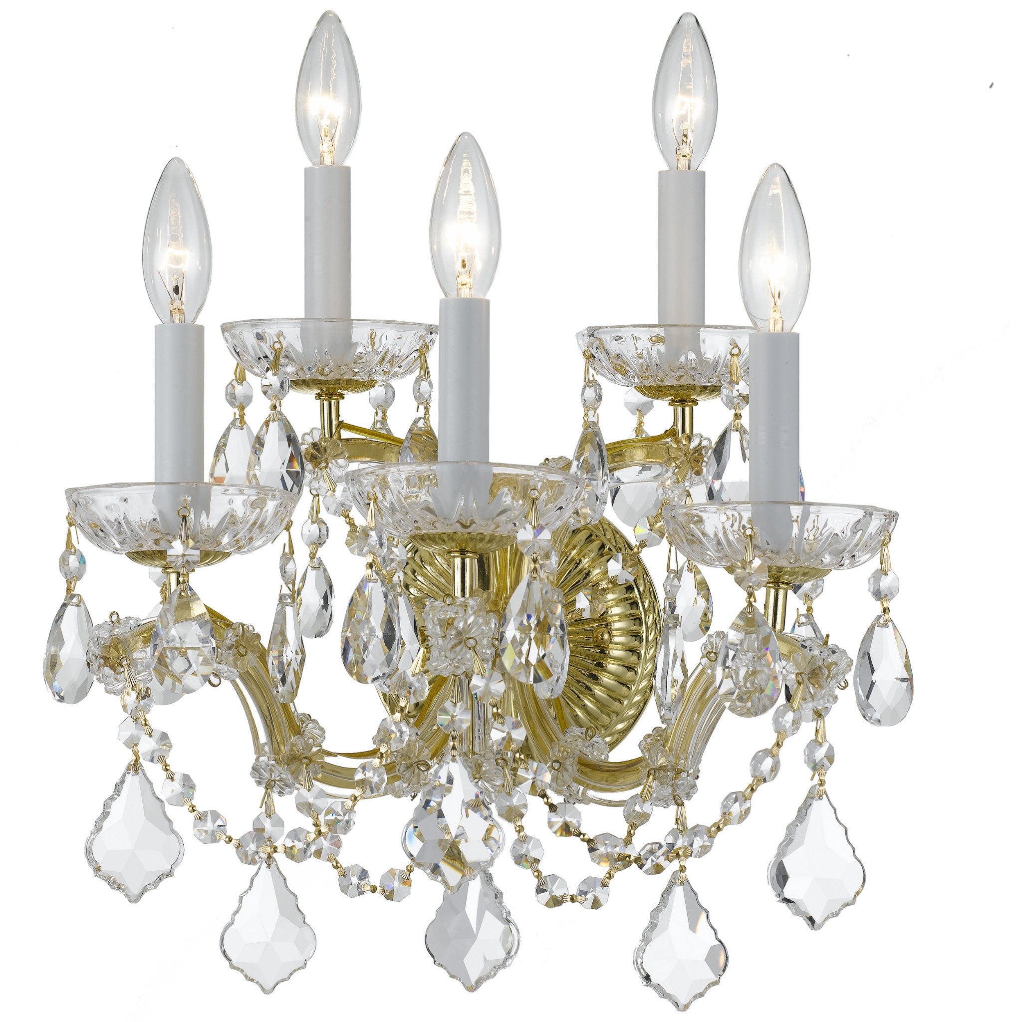 Maria Theresa 16'' Hand Cut Crystal Gold Sconce Gold 16"W x 17"H x 10.5"D