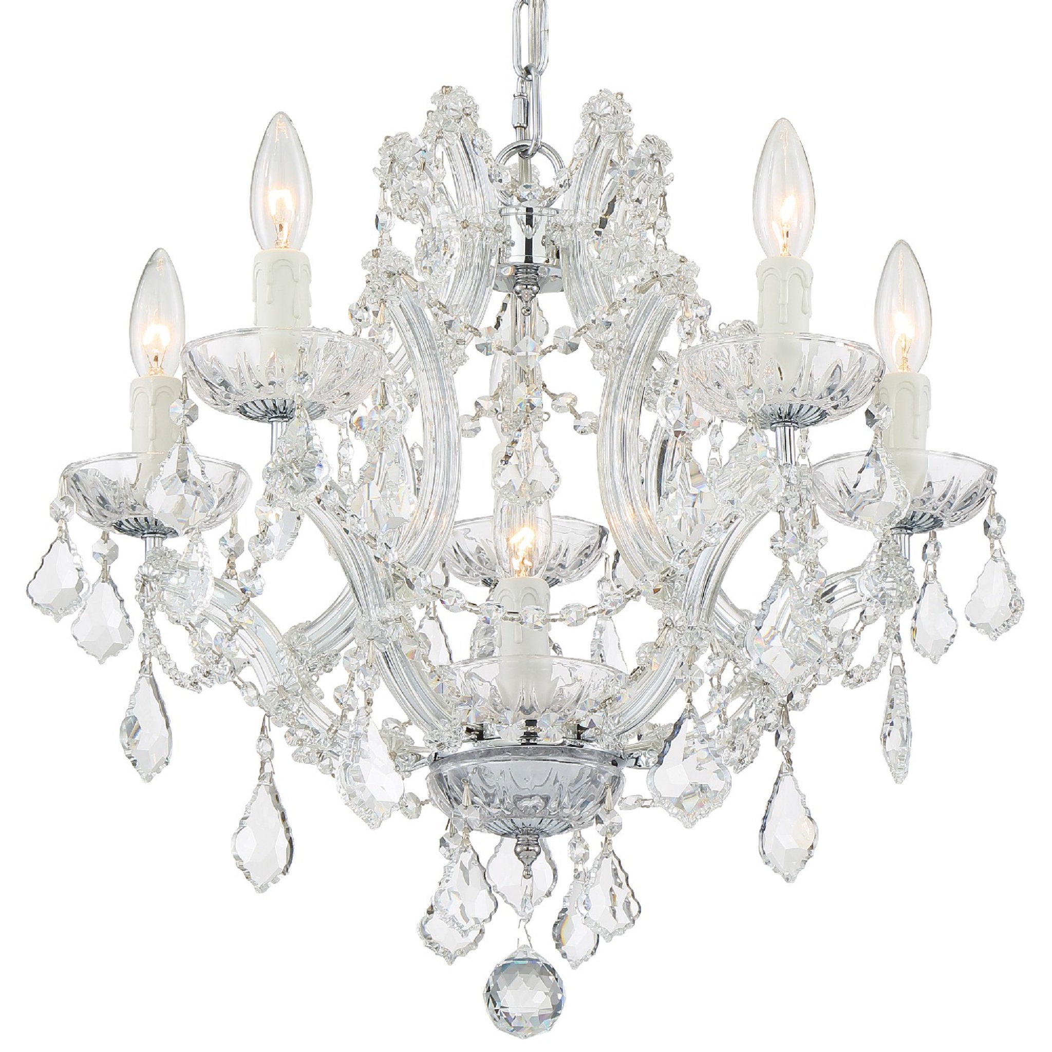 Crystorama 4405-CH-CL-S Maria Theresa 6 Light Swarovski Strass Crystal Polished Chrome Mini Chandelier