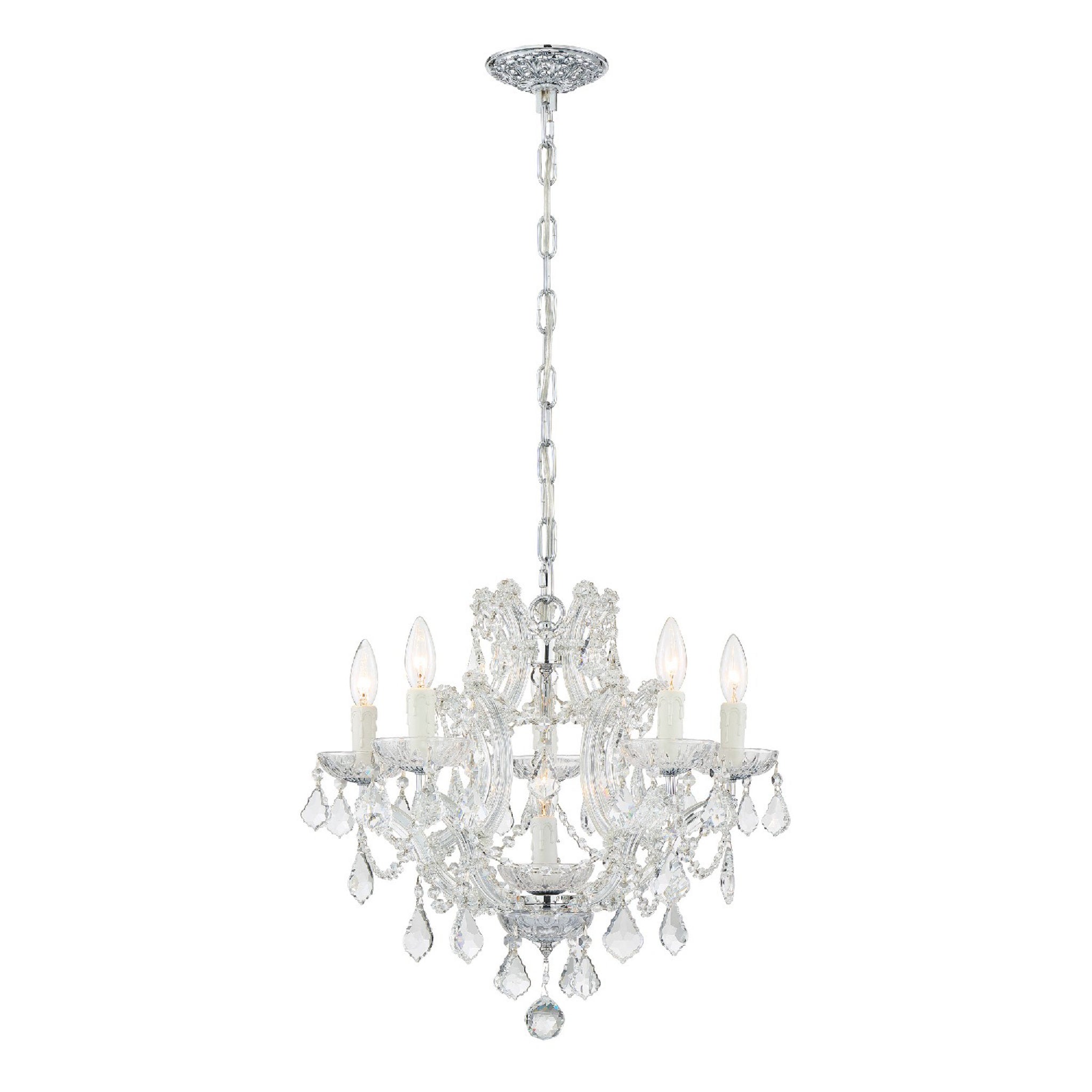 Crystorama 4405-CH-CL-SAQ Maria Theresa 6 Light Spectra Crystal Polished Chrome Mini Chandelier