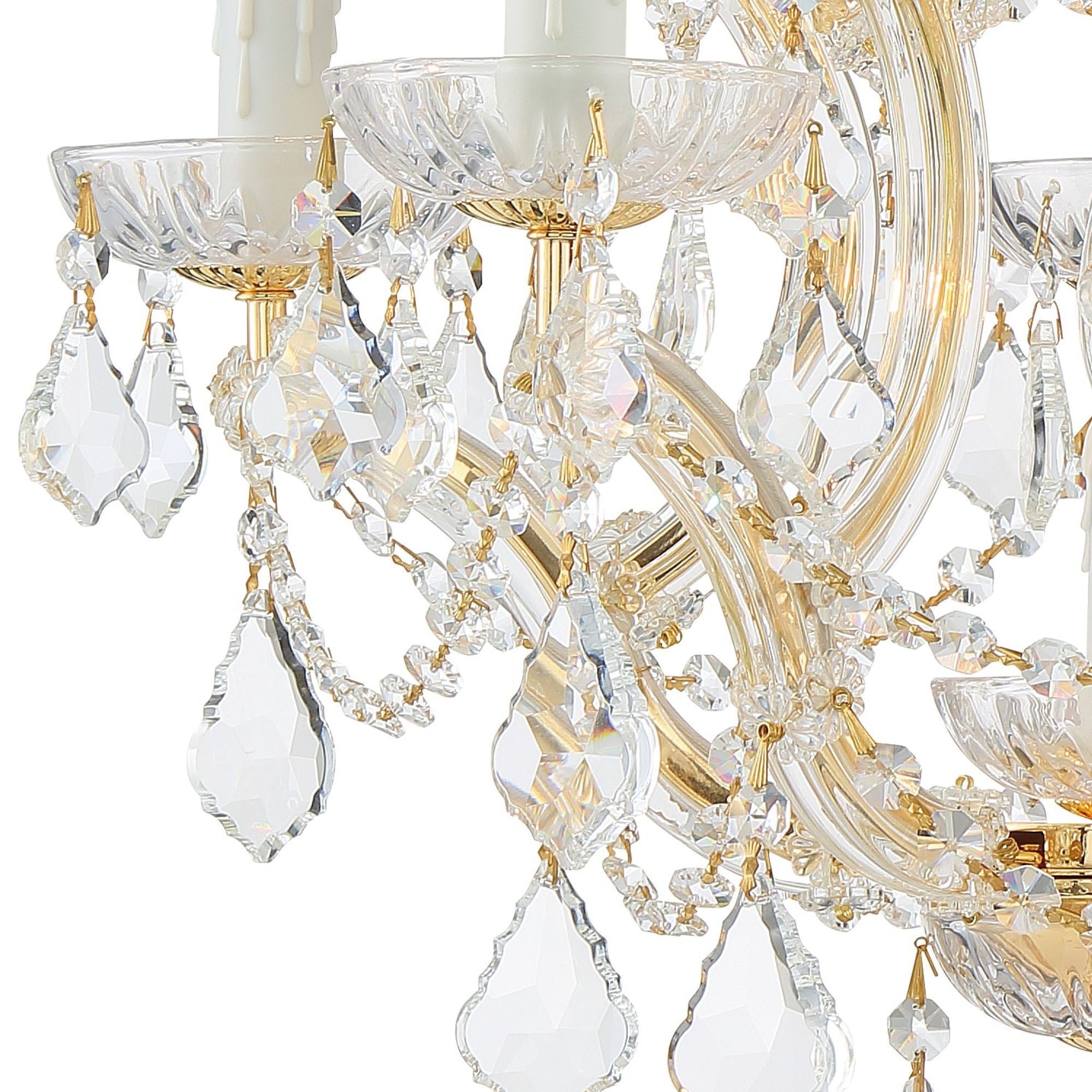 Maria Theresa 6 Light Hand Cut Crystal Gold Chandelier Hand Cut Crystal 20"W x 17"H x 20"D