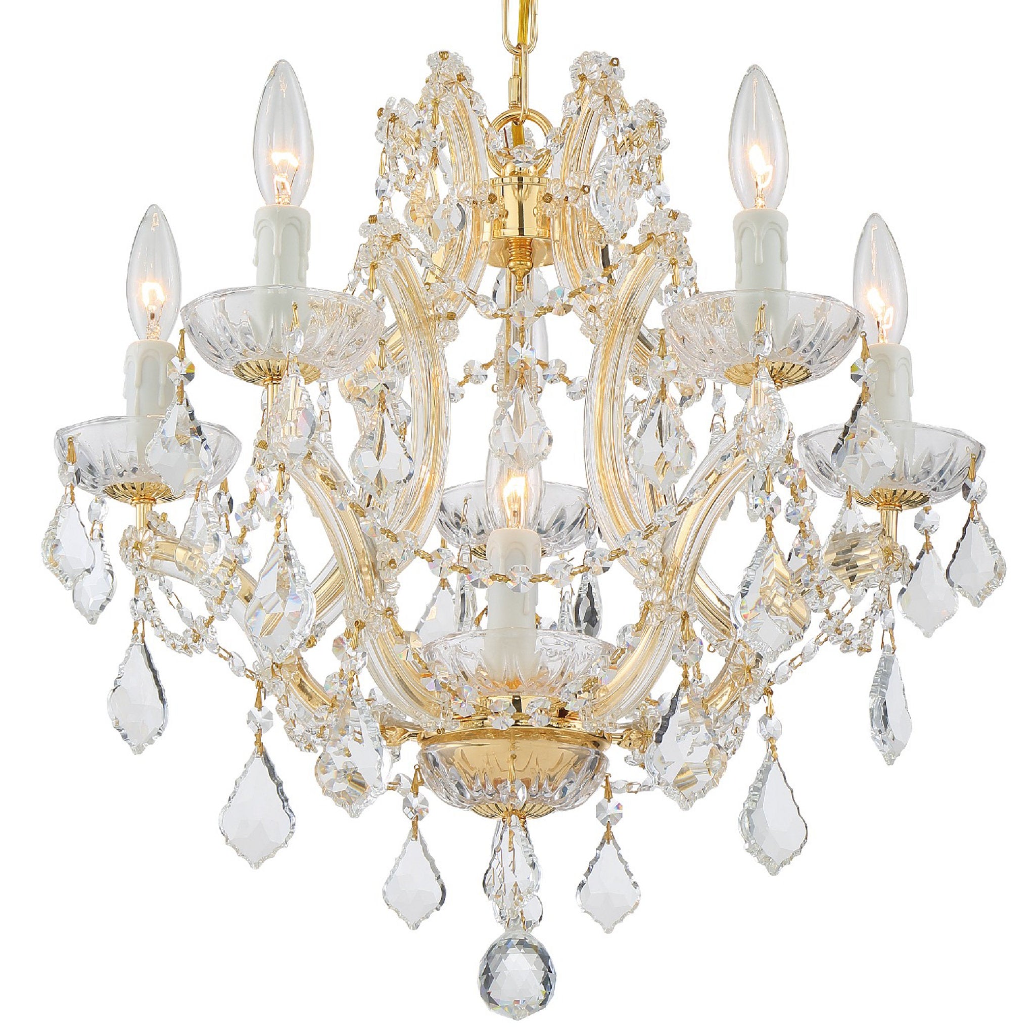 Crystorama 4405-GD-CL-S Maria Theresa 6 Light Swarovski Strass Crystal Gold Mini Chandelier