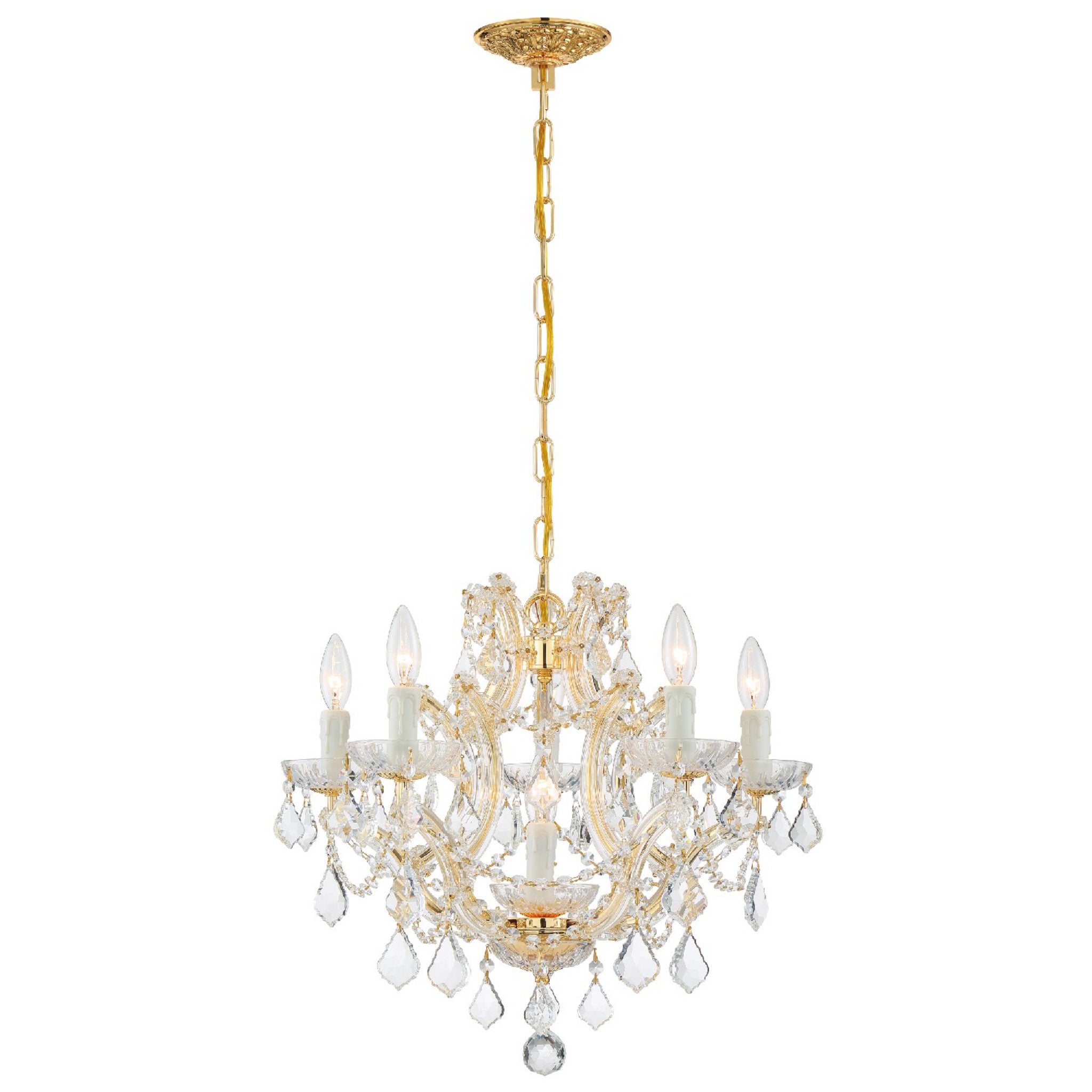 Crystorama 4405-GD-CL-S Maria Theresa 6 Light Swarovski Strass Crystal Gold Mini Chandelier