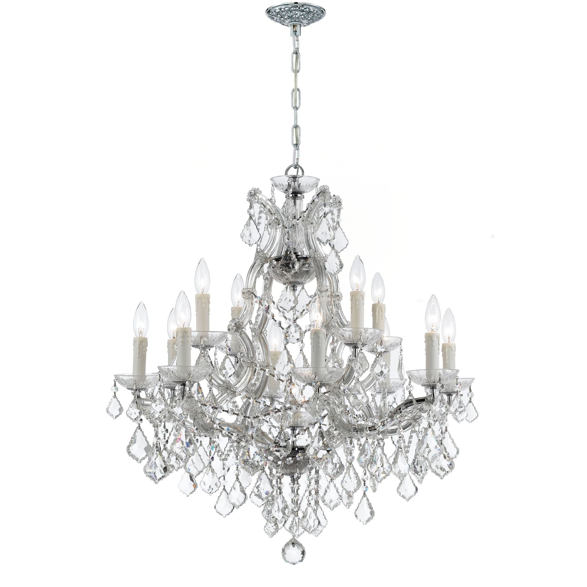 Maria Theresa 28'' Hand Cut Crystal Polished Chrome Chandelier Silver 28"W x 32"H x 28"D
