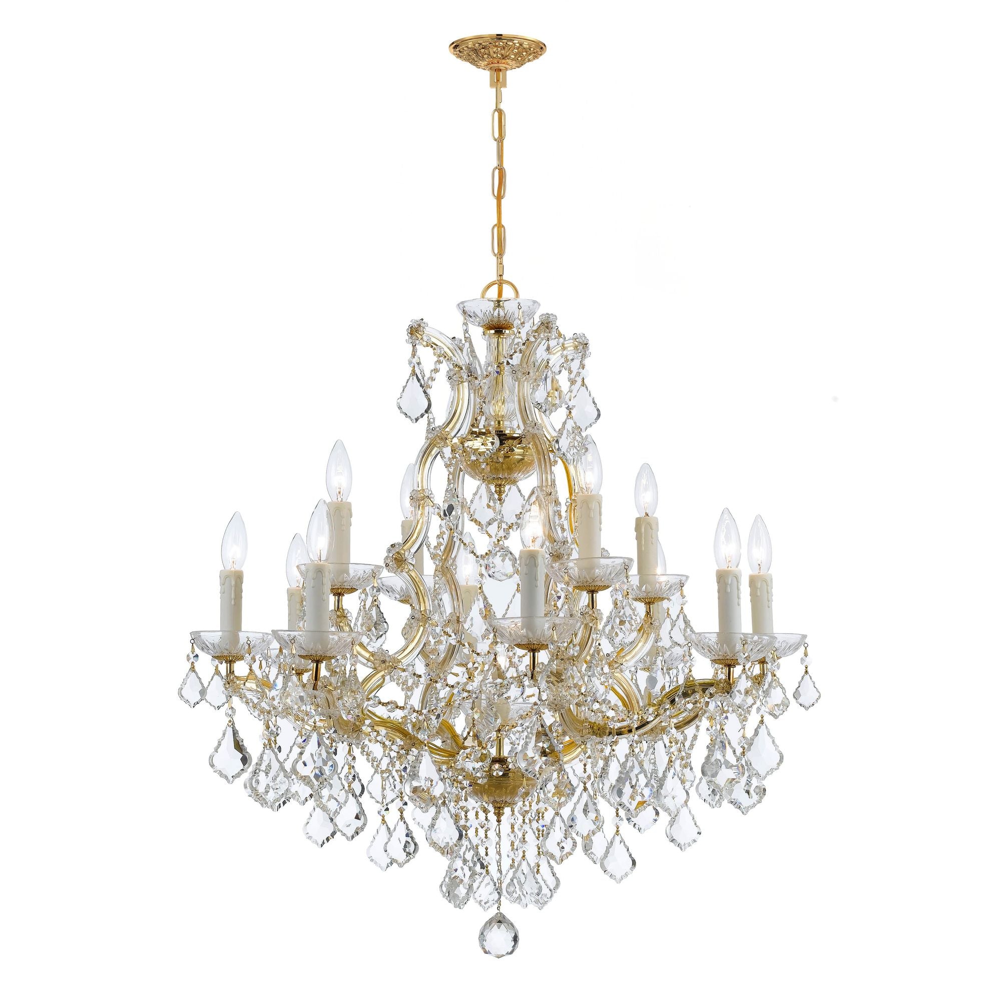 Maria Theresa 28'' Hand Cut Crystal Gold Chandelier Gold 28"W x 32"H x 28"D