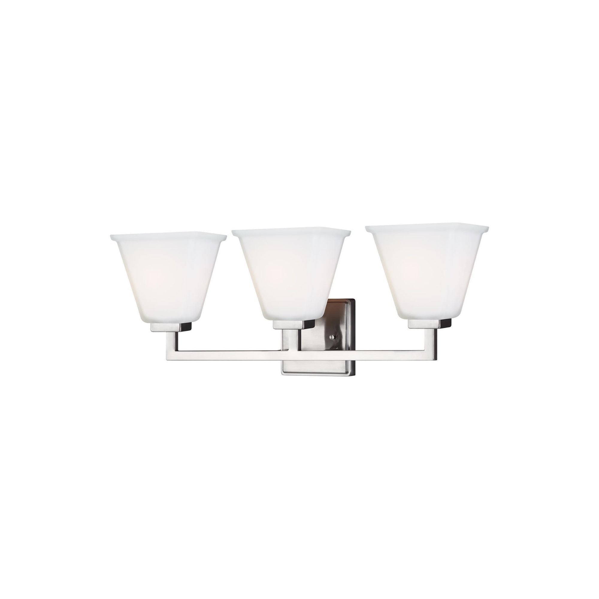 Ellis Harper Three Light Bath LED Transitional Wall Fixture 23.625" Width 9.125" Height Steel Square Etched / White Inside Shade in Brushed Nickel