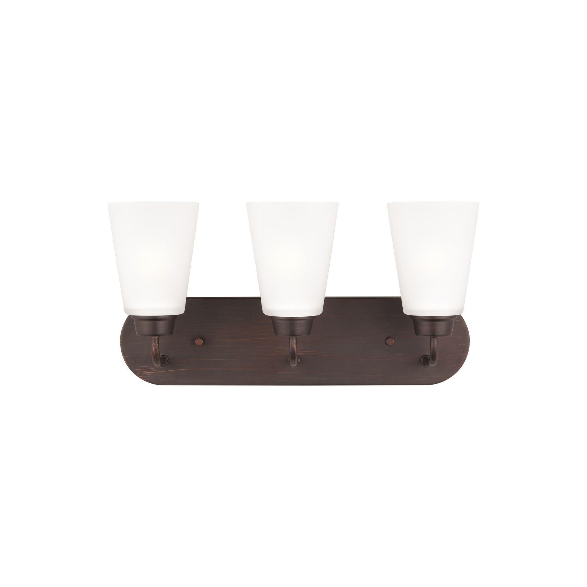 Kerrville Three Light Wall / Bath LED Transitional Fixture 18" Width 9" Height Steel Round Satin Etched Shade in Bronze