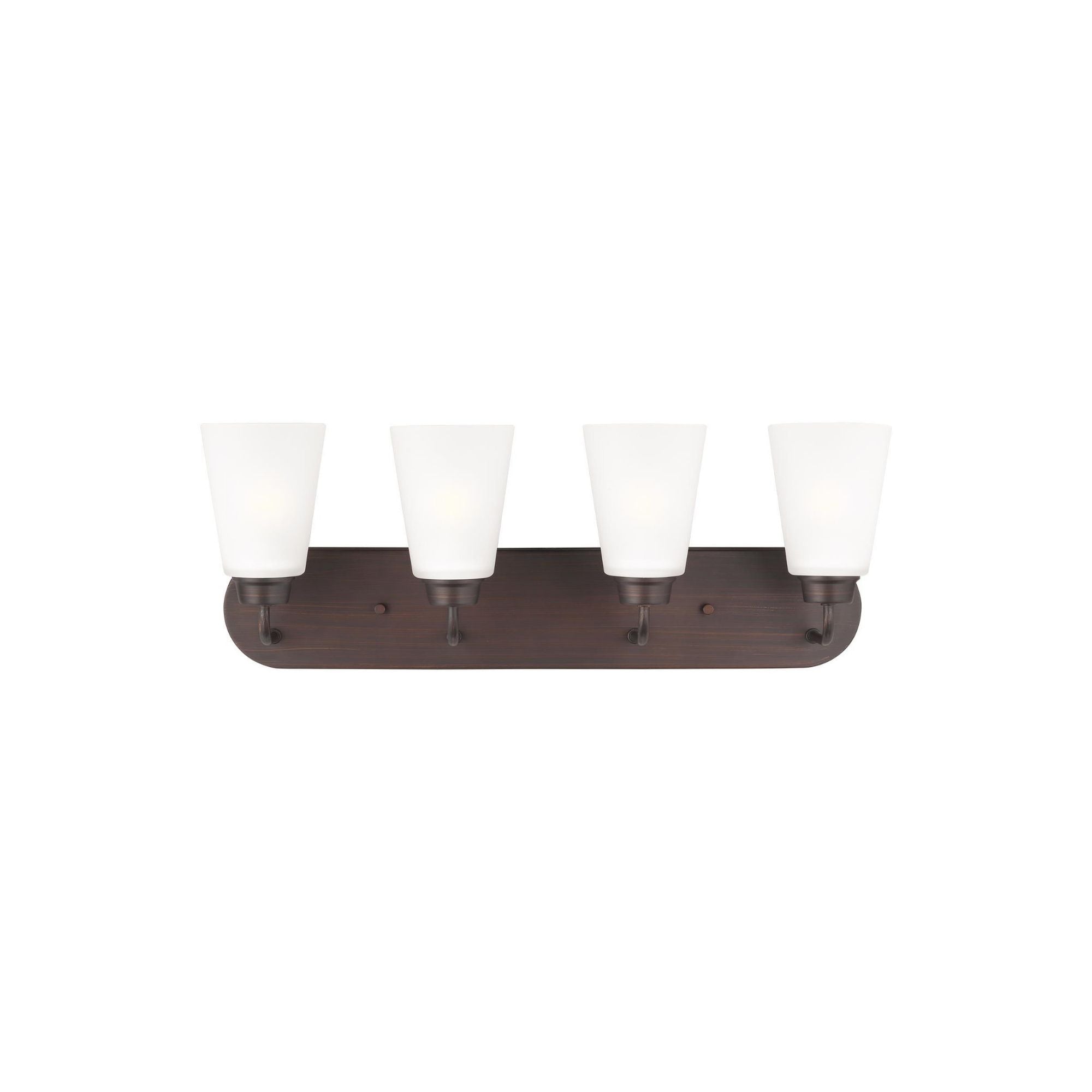 Kerrville Four Light Wall / Bath Transitional Fixture 24.625" Width 9" Height Steel Round Satin Etched Shade in Bronze