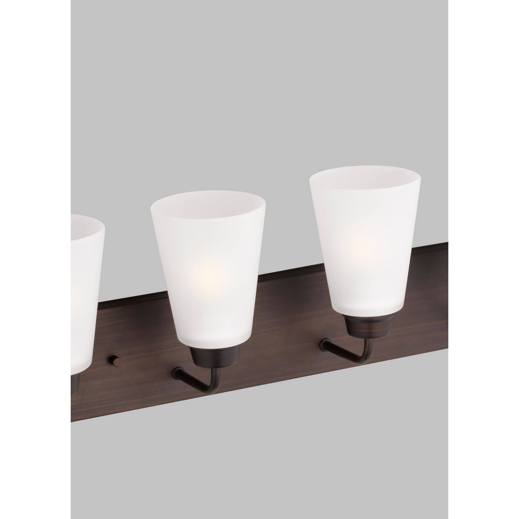 Kerrville Four Light Wall / Bath Transitional Fixture 24.625" Width 9" Height Steel Round Satin Etched Shade in Bronze